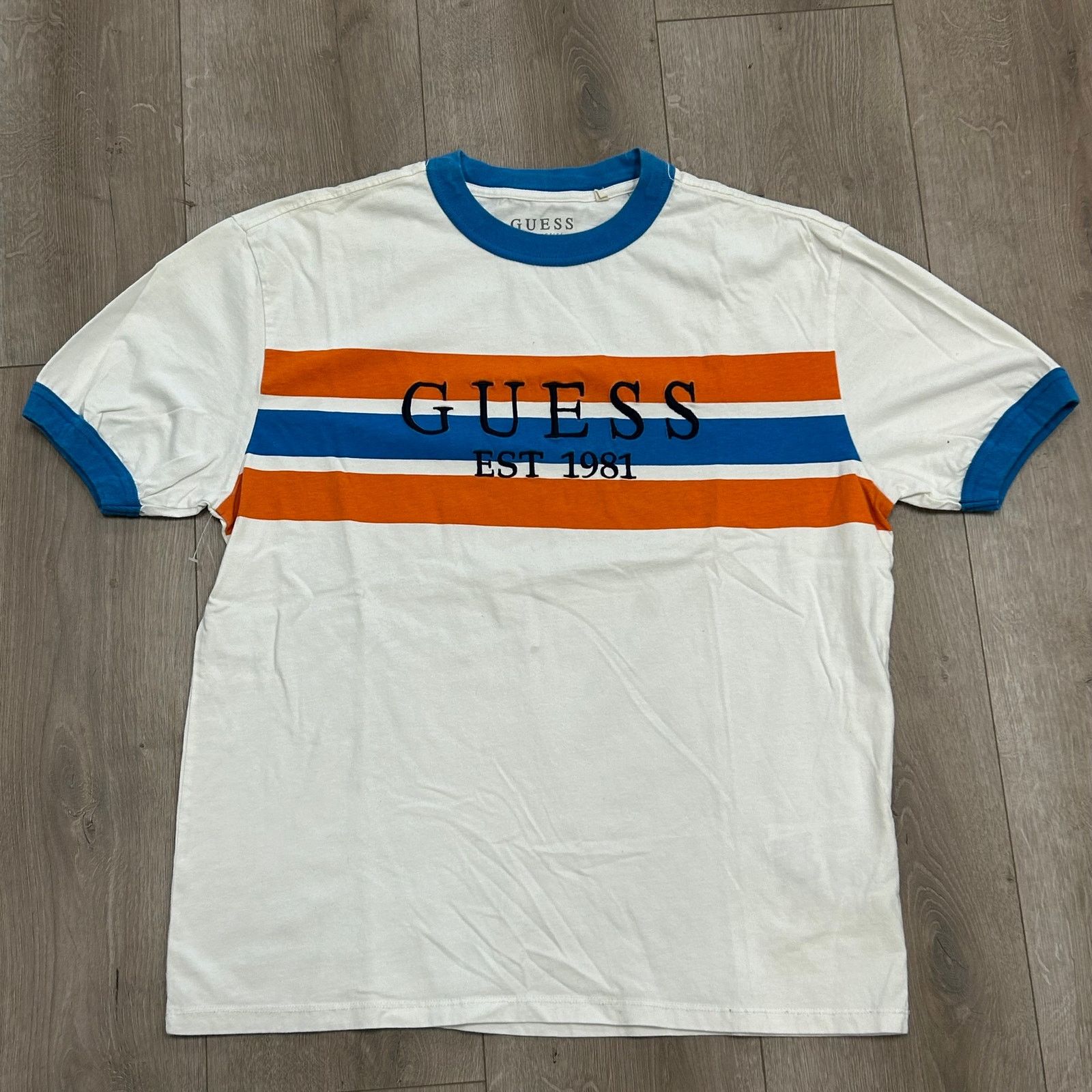 Guess Guess Retro Ringer 90s Orange Blue White Stripe Tee T Small Size US S / EU 44-46 / 1 - 1 Thumbnail