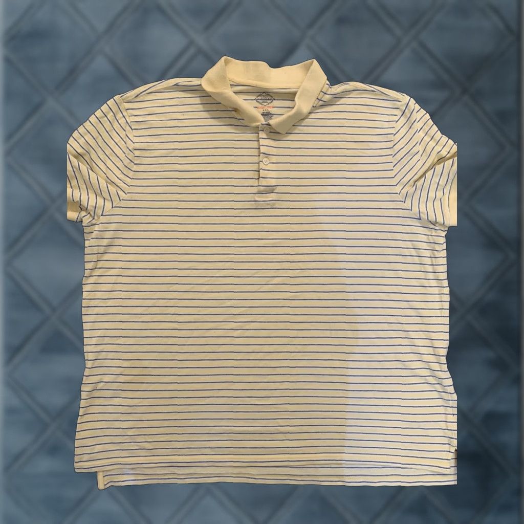 Vintage St. John's Bay Polo Shirt Mens XXL Yellow Striped Short Sleeve Shirt Regular Fit Casual Golf Size US 39 - 1 Thumbnail