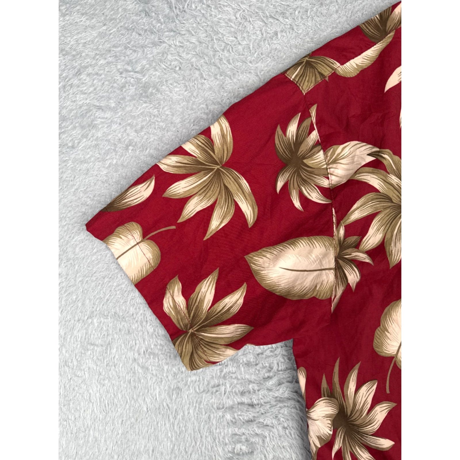 Vintage Island Republic Shirt Men Large Red Floral Poly Blend Button Up Hawaiian Pocket Size US L / EU 52-54 / 3 - 3 Thumbnail
