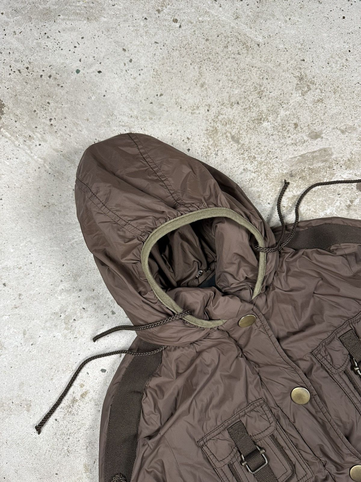 Japanese Brand × Vintage Vintage Y2K Bondage Utility Hooded Brown Jacket Size US S / EU 44-46 / 1 - 9 Thumbnail