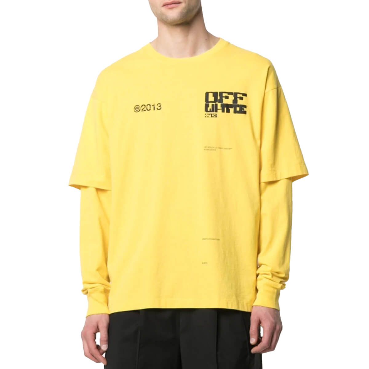 Off-White Yellow Tech Marker Arrows Double Layer LS T-Shirt Size M / US 6-8 / IT 42-44 - 3 Thumbnail
