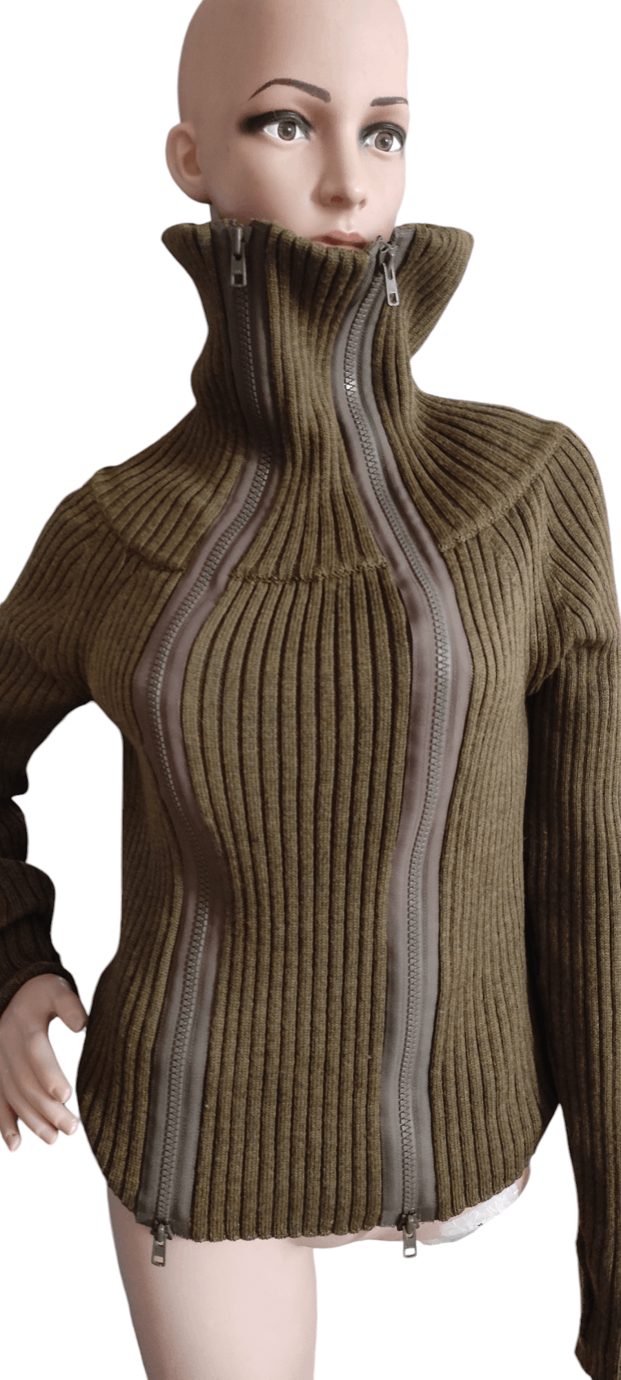 Other KYUSO Joke & Egidio Virgin Wool Sweater Bouble Zipper Green Size M / US 6-8 / IT 42-44 - 2 Thumbnail