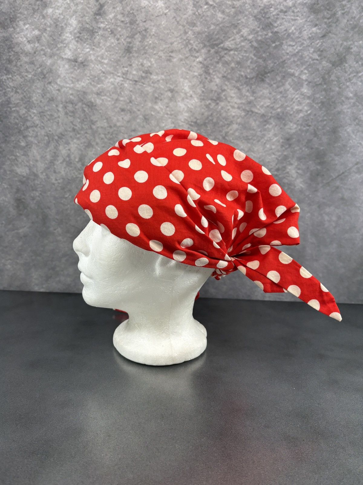 Vintage 1970s Vintage Bandana Pre-tied Headwrap Polka Dot Rosie Rive Size ONE SIZE - 2 Thumbnail