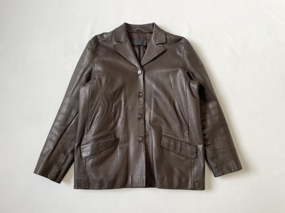 Prada A/W 2000 Button Front Brown Leather Jacket Size US S / EU 44-46 / 1 - 1 Thumbnail