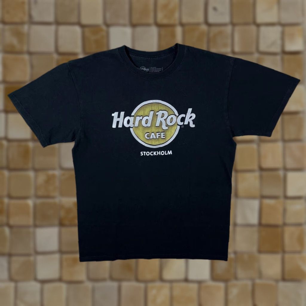 Hard Rock Cafe Hard Rock Cafe Stockhholm Souvenir Spellout Graphic Black T-Shirt Medium Mens Short Sleeve Graphic Print Round Neck Cotton Logo Size US M / EU 48-50 / 2 - 1 Thumbnail