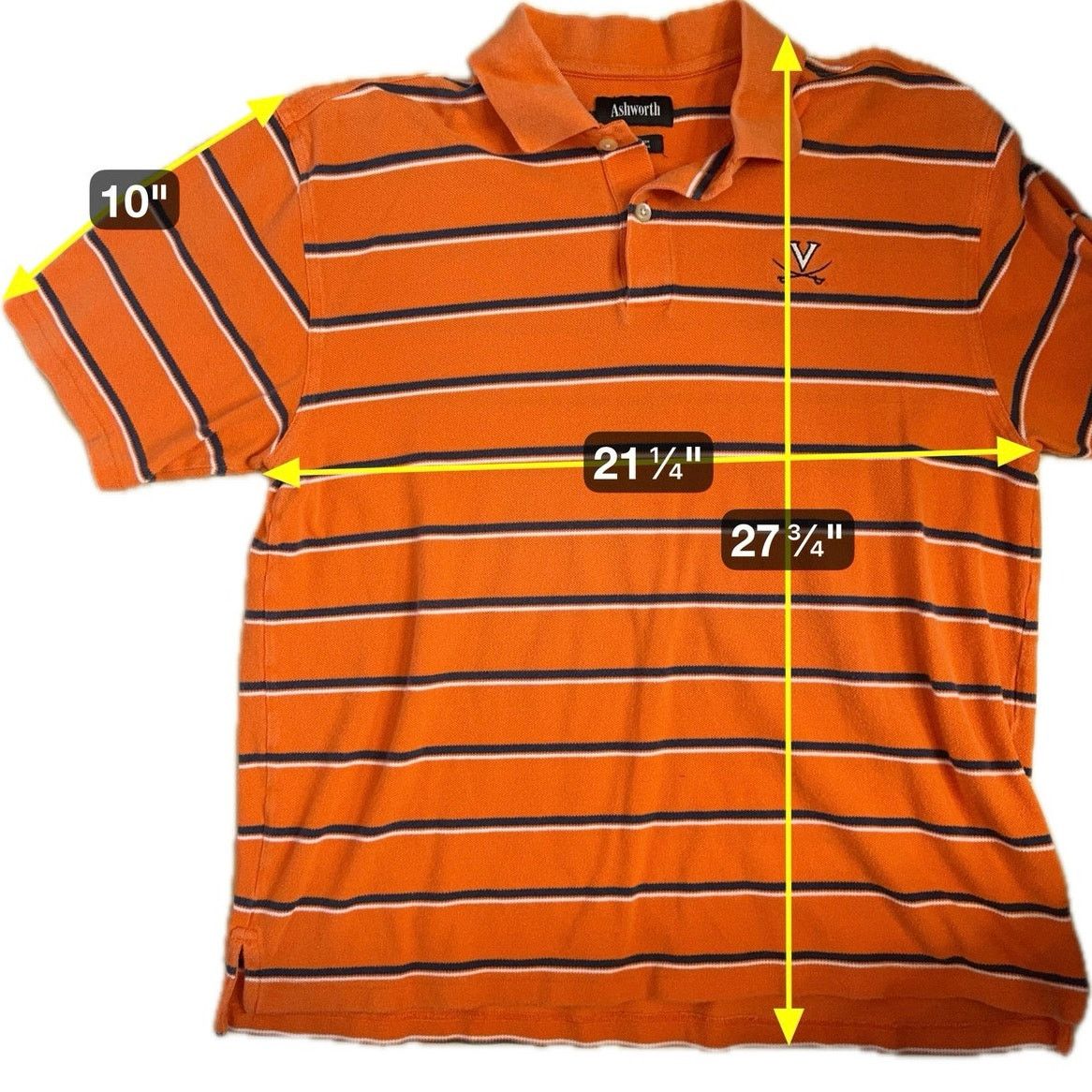 Ashworth Ashworth UVA Cavaliers Striped Polo Shirt Large Golf Size US L / EU 52-54 / 3 - 7 Thumbnail