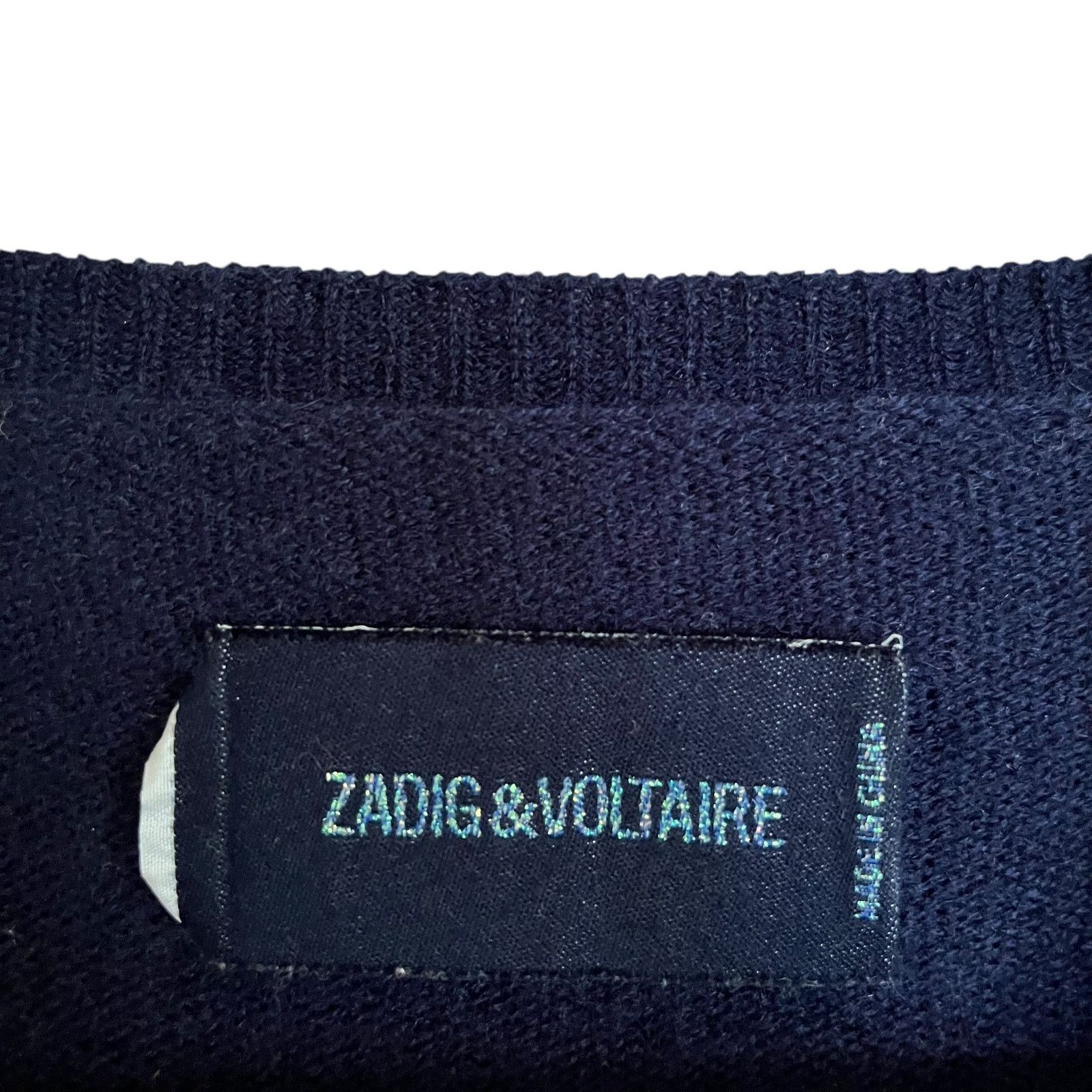 Zadig & Voltaire Zadig & Voltaire Navy Wool Cashmere Leather Wolf Sweater Size US S / EU 44-46 / 1 - 4 Thumbnail