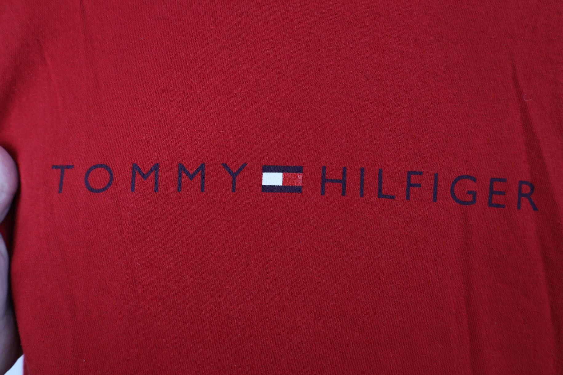 Tommy Hilfiger Vintage 90s Tommy Hilfiger Center Logo T-Shirt Red Cotton Size US XL / EU 56 / 4 - 4 Thumbnail