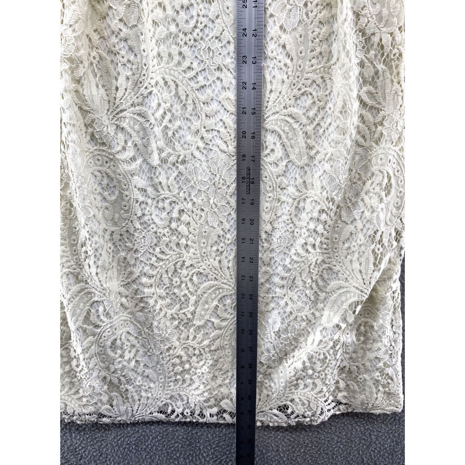 Vintage Socialite Womens Lace Knee Length Ivory Pullover Dress Size S, Bodycon Boho Style Size S / US 4 / IT 40 - 7 Thumbnail