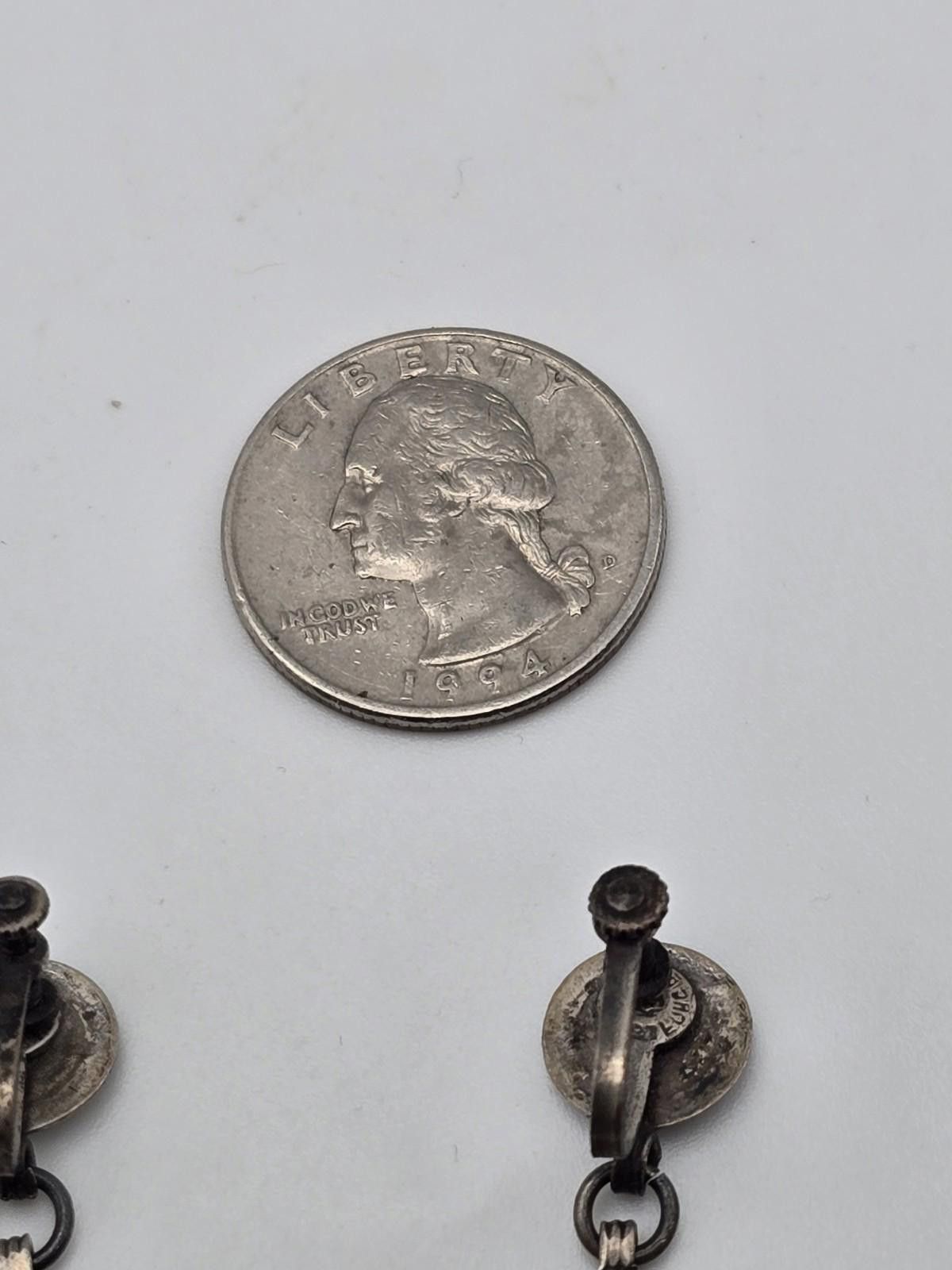Sterling Silver Vintage Mexican Sterling Aztec Calendar Earrings 1950s Size ONE SIZE - 6 Thumbnail