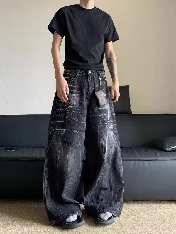 VIBE Vintage washed and distressed lightning stripe baggy jeans Size US 30 / EU 46 - 5 Thumbnail