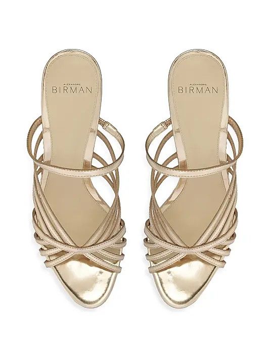 Alexandre Birman os11x1225 Fran 85MM Leather Metallic Mules in Gold Size US 11 / IT 41 - 7 Thumbnail