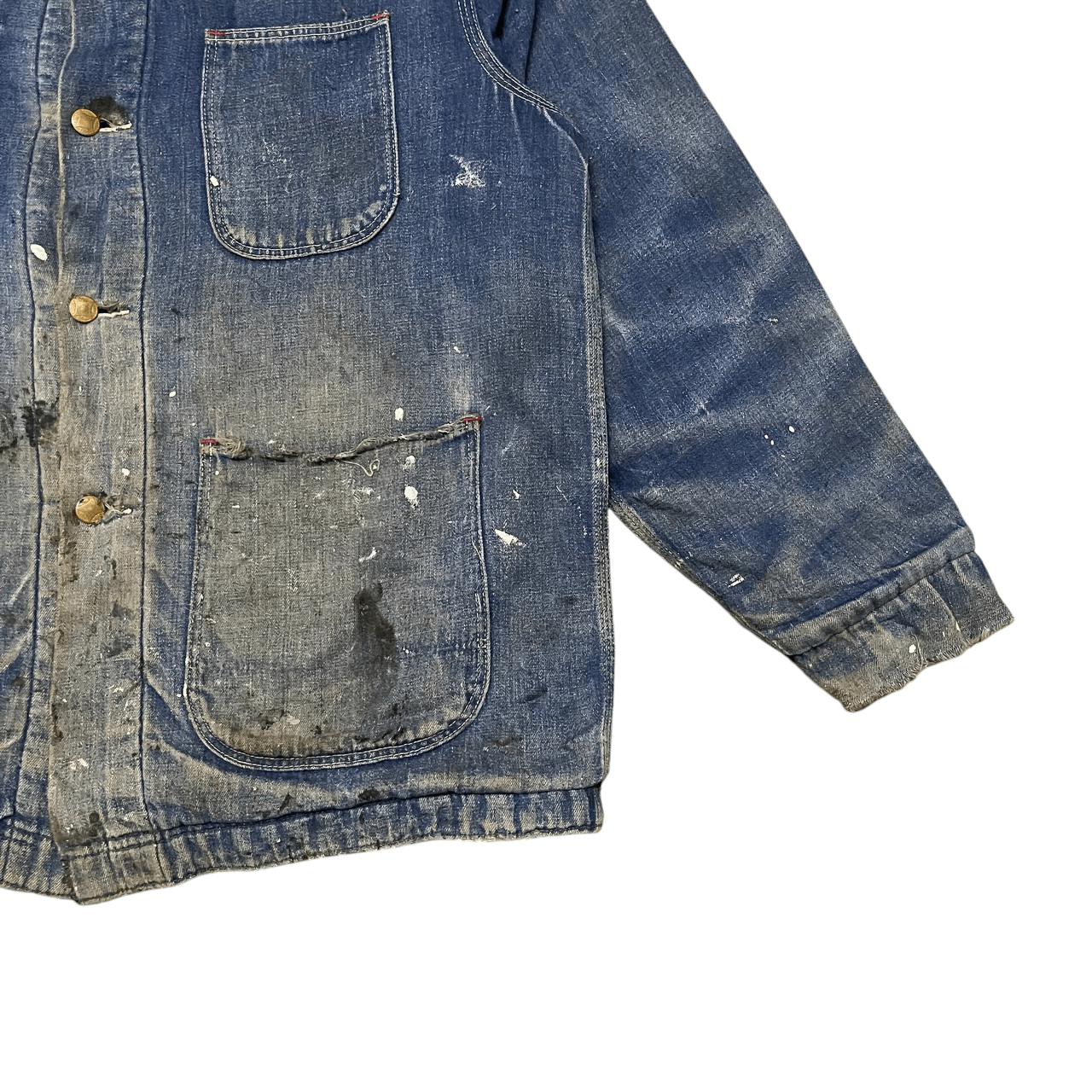 Sears Vintage 50's Sears Troy Blanket Denim Thrashed Jacket Paint Size US L / EU 52-54 / 3 - 4 Thumbnail