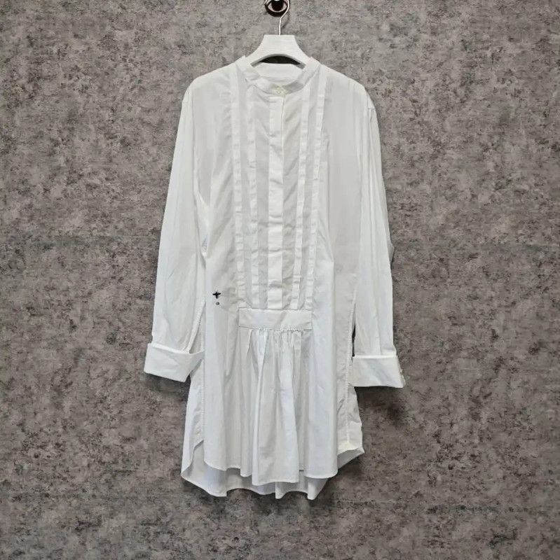 Dior Dior Long Sleeve White Cotton Dress 0089 Size L / US 10 / IT 46 - 1 Thumbnail