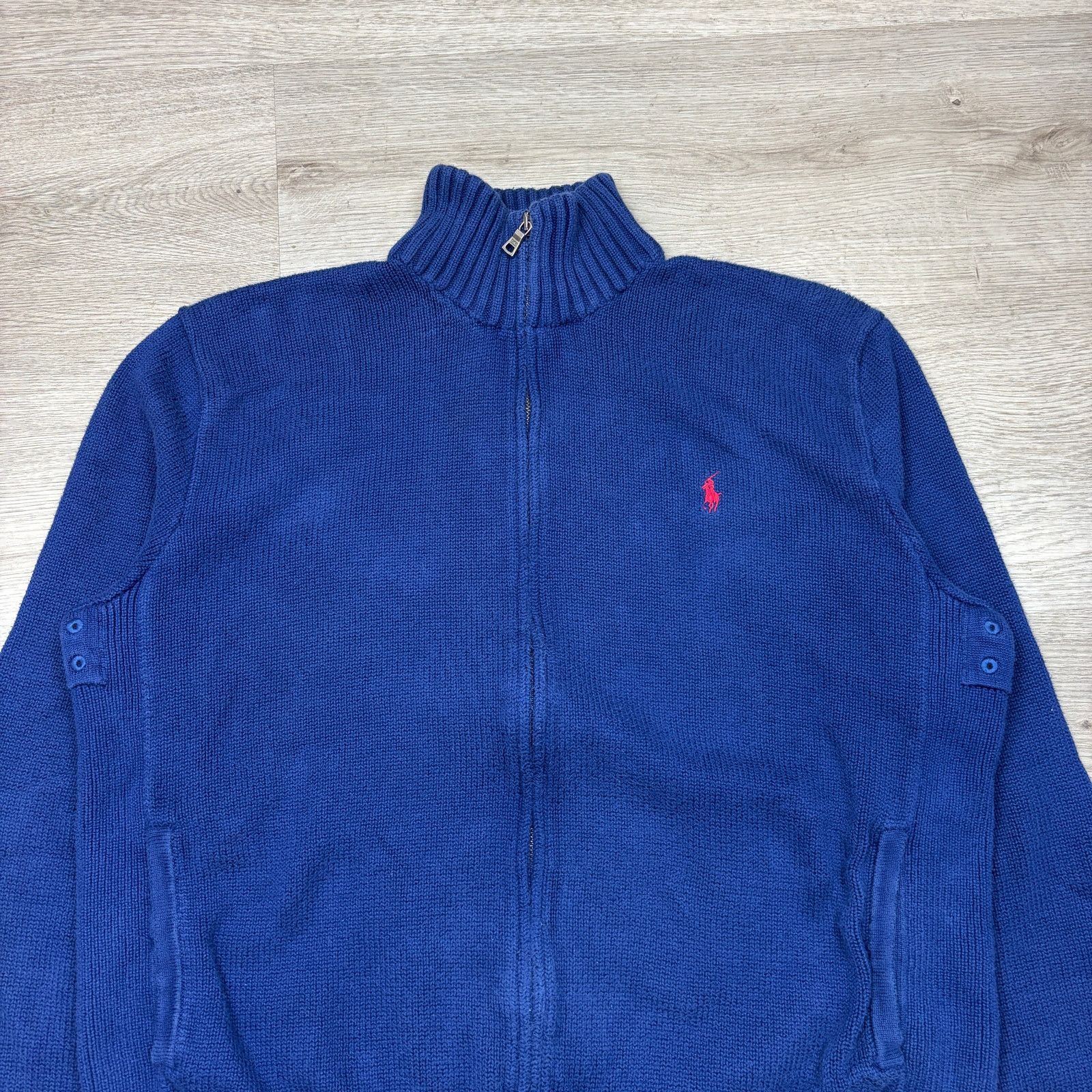 Polo Ralph Lauren × Vintage Vintage Polo Ralph Lauren Cotton Knit Full Zip Sweater XL Size US XL / EU 56 / 4 - 2 Thumbnail