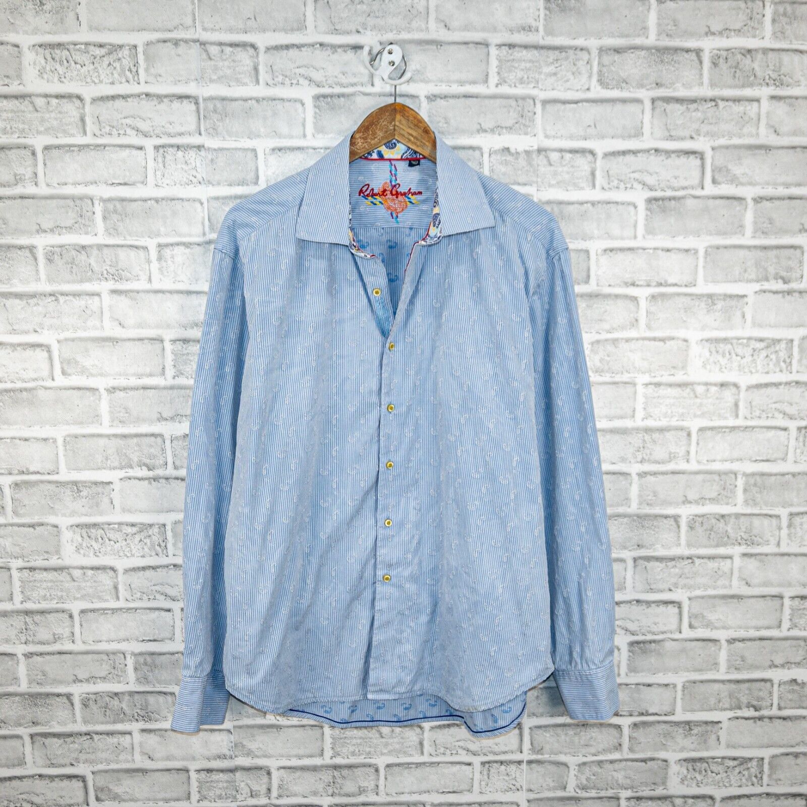 Robert Graham Robert Graham Men's Button up Shirt Blue Paisley Stripe Size US XL / EU 56 / 4 - 1 Thumbnail
