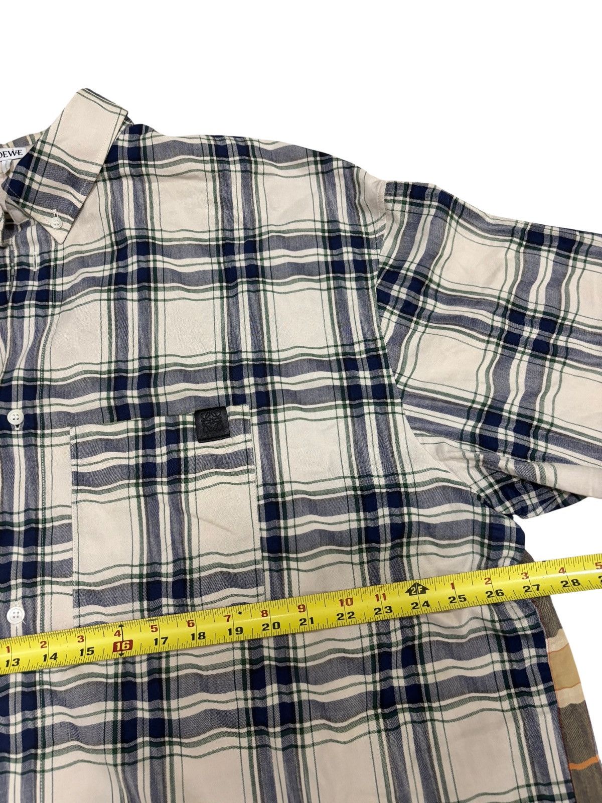 Loewe LOEWE Casual Patchwork Shirt SZ 43 Beige Leather Pocket Logo Size US XL / EU 56 / 4 - 11 Thumbnail