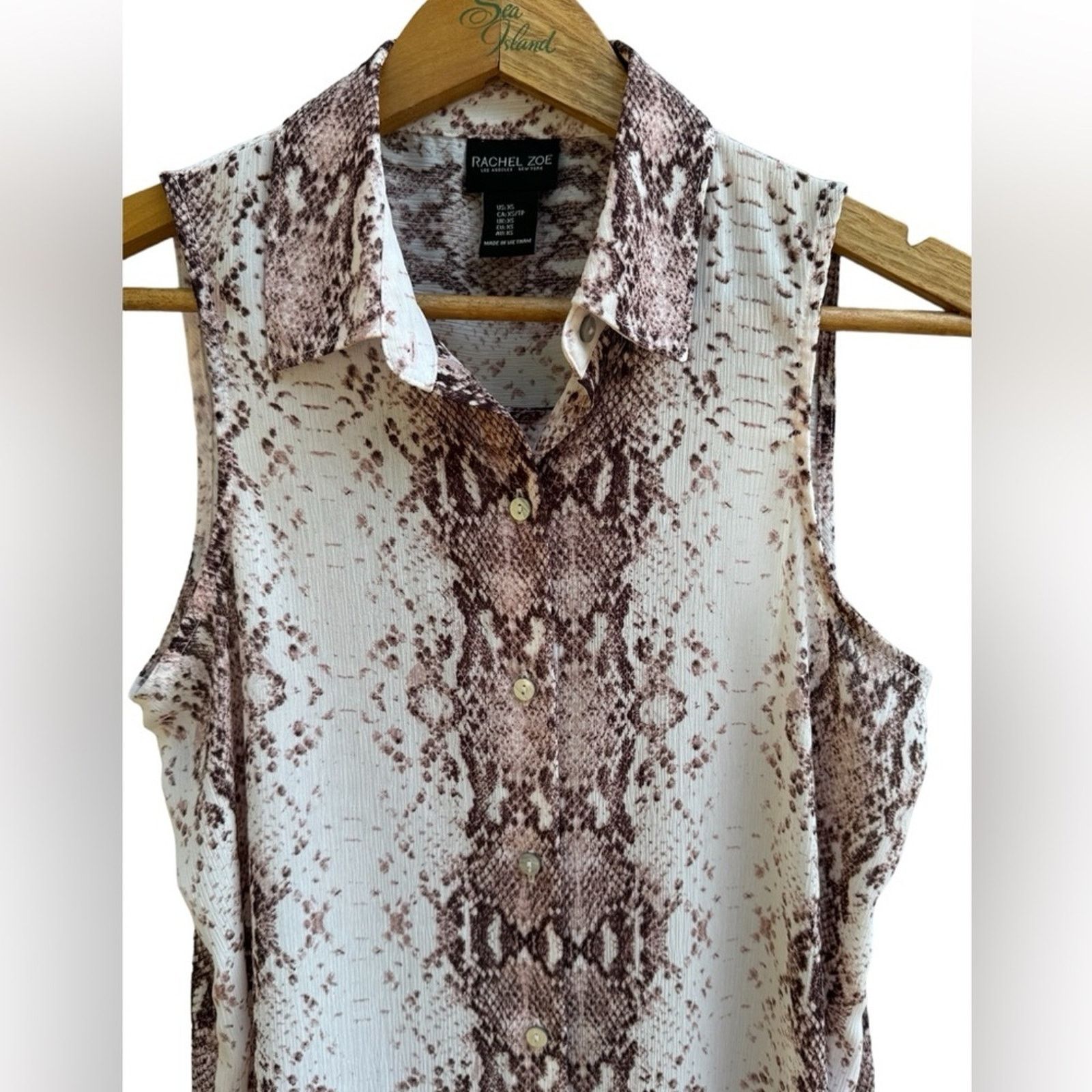 Rachel Zoe Rachel Zoe Sleeveless Collar Snakeskin Print Blouse Size XS Size XS / US 0-2 / IT 36-38 - 3 Thumbnail
