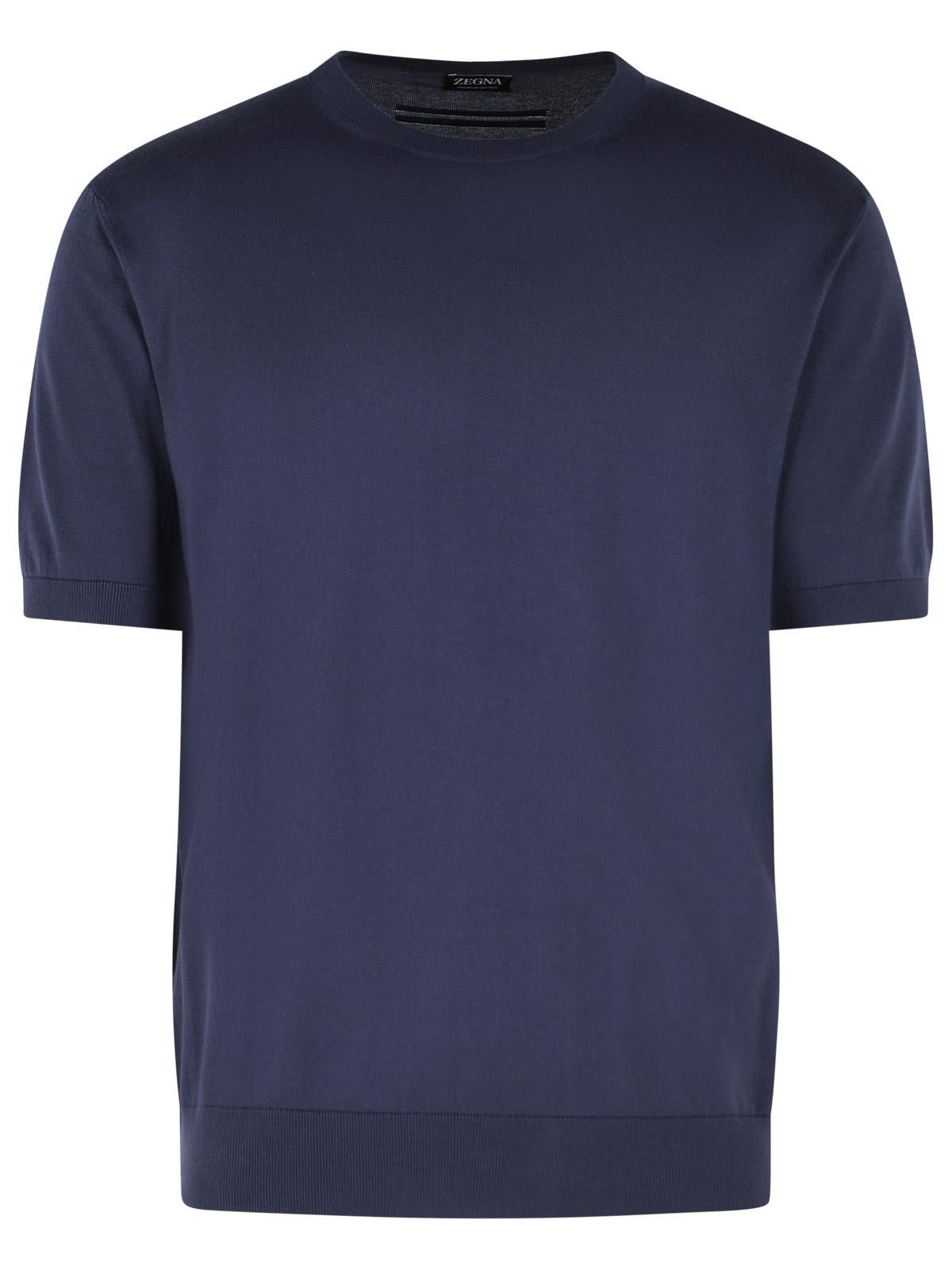 Ermenegildo Zegna ZEGNA Blue Cotton T-Shirt Size US M / EU 48-50 / 2 - 1 Thumbnail