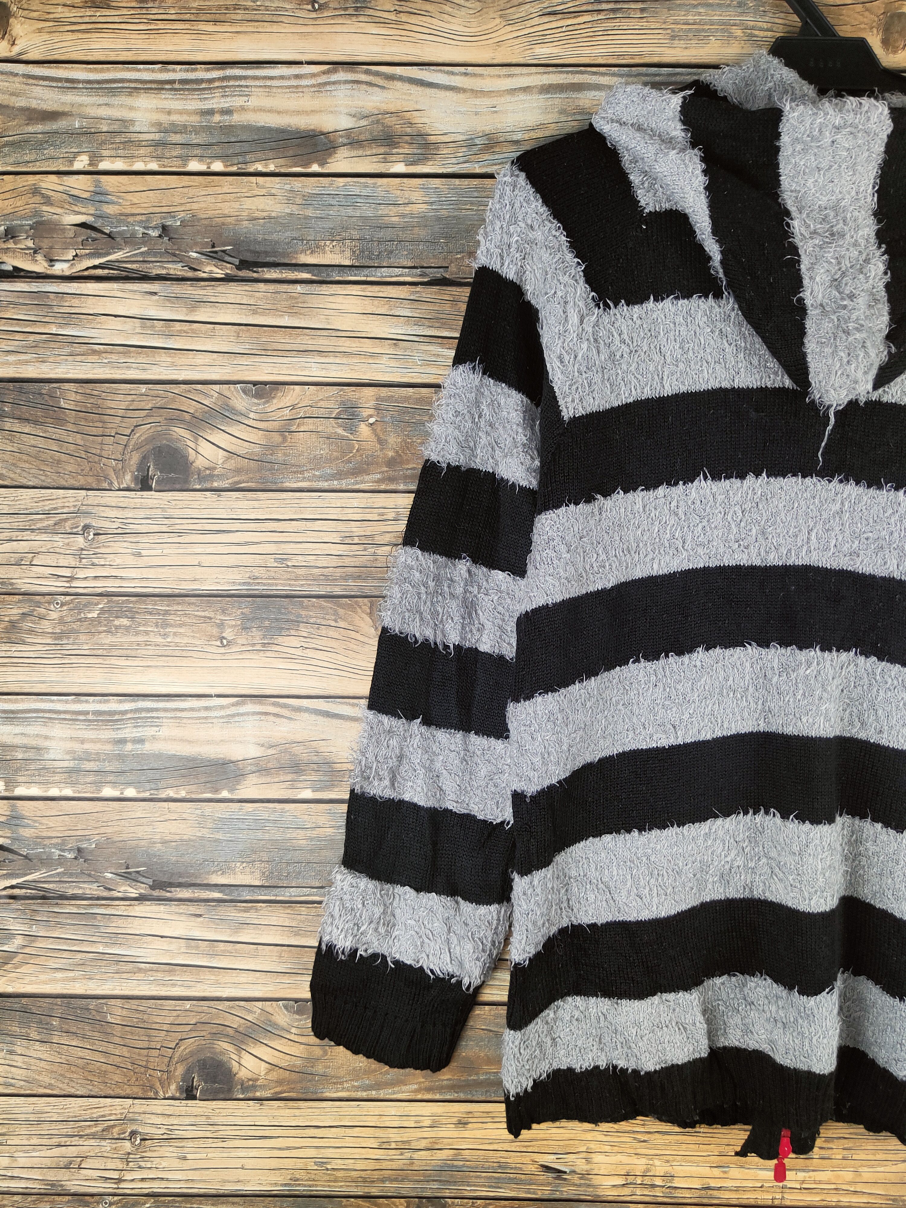 Japanese Brand DL F.D.G Black Gray Fur Mohair Hoodie Knitwear #46-522 Size M / US 6-8 / IT 42-44 - 8 Thumbnail