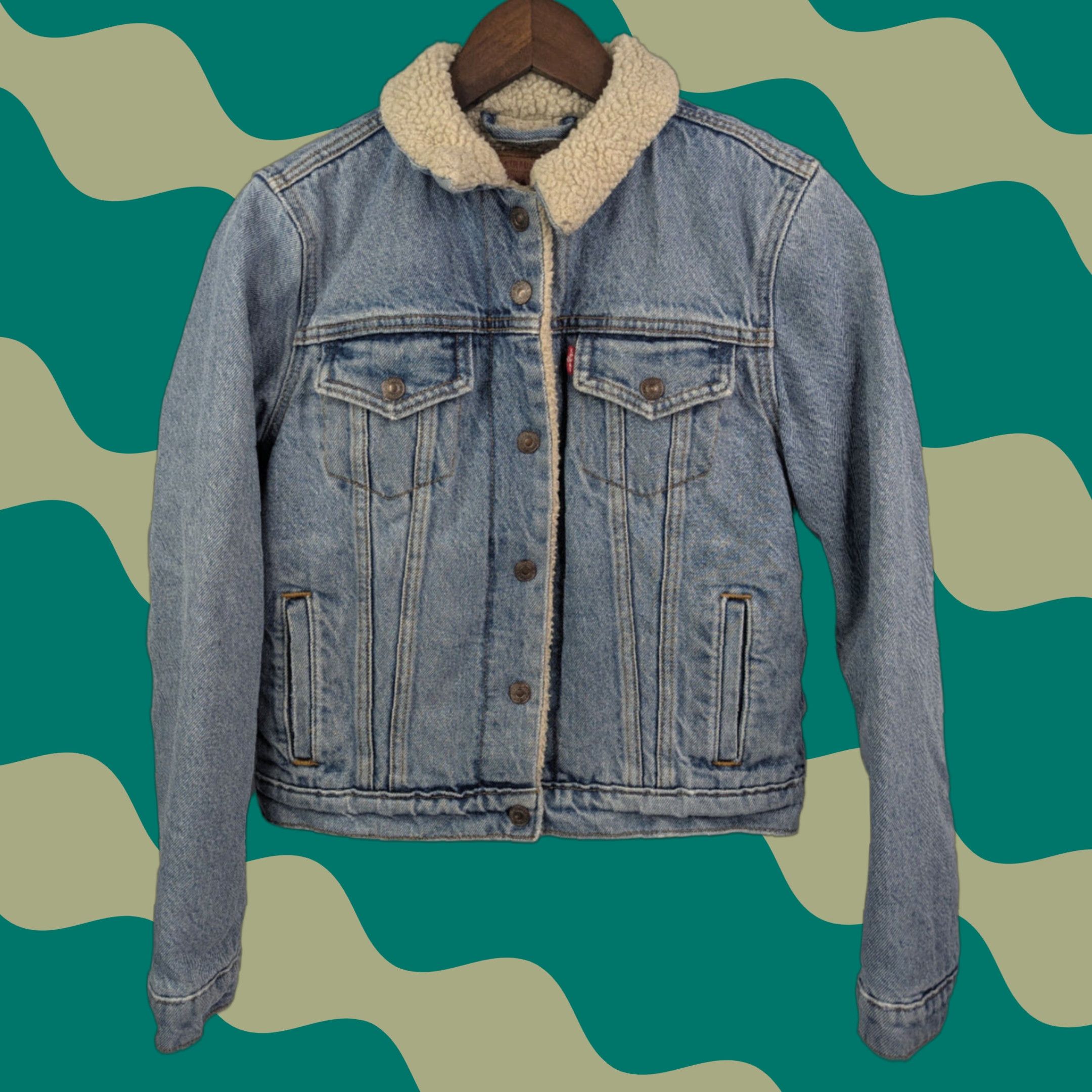 Levi's VINTAGE? (No) Levis Jacket Womens Small Blue Denim Trucker Lined Sherpa 36136 Size S / US 4 / IT 40 - 1 Thumbnail