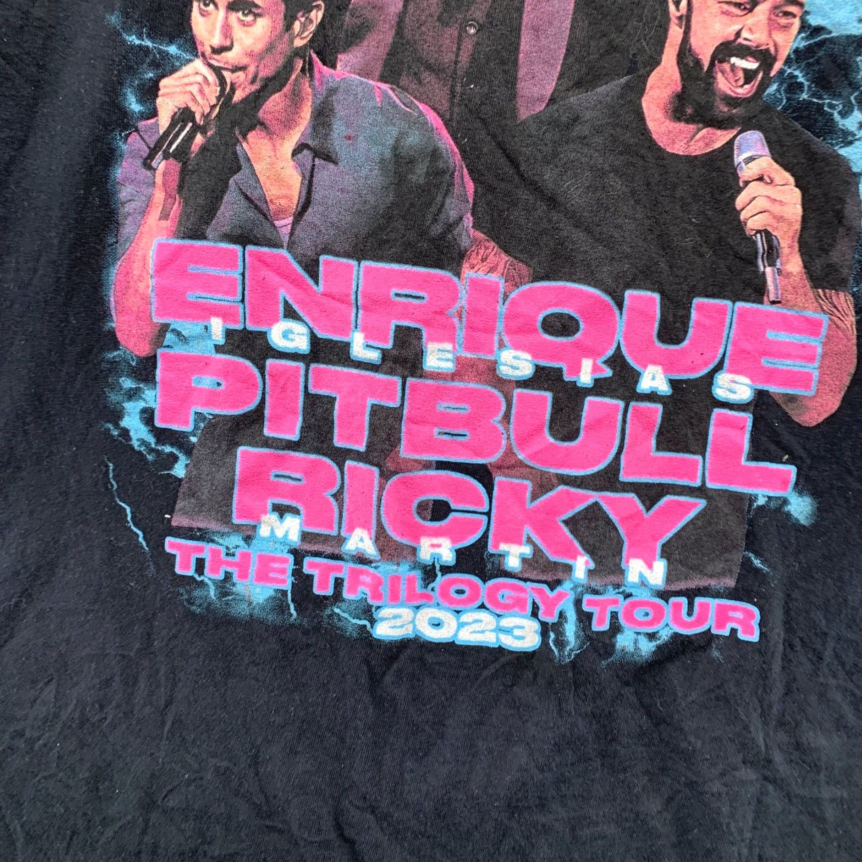 Vintage Putbull Trilogy Tour T Shirt Mens M Black Enrique Iglesias Ricky Tour 2023 Graphic Print Cotton Short Sleeve Crew Neck Music Shirt Size US M / EU 48-50 / 2 - 7 Thumbnail