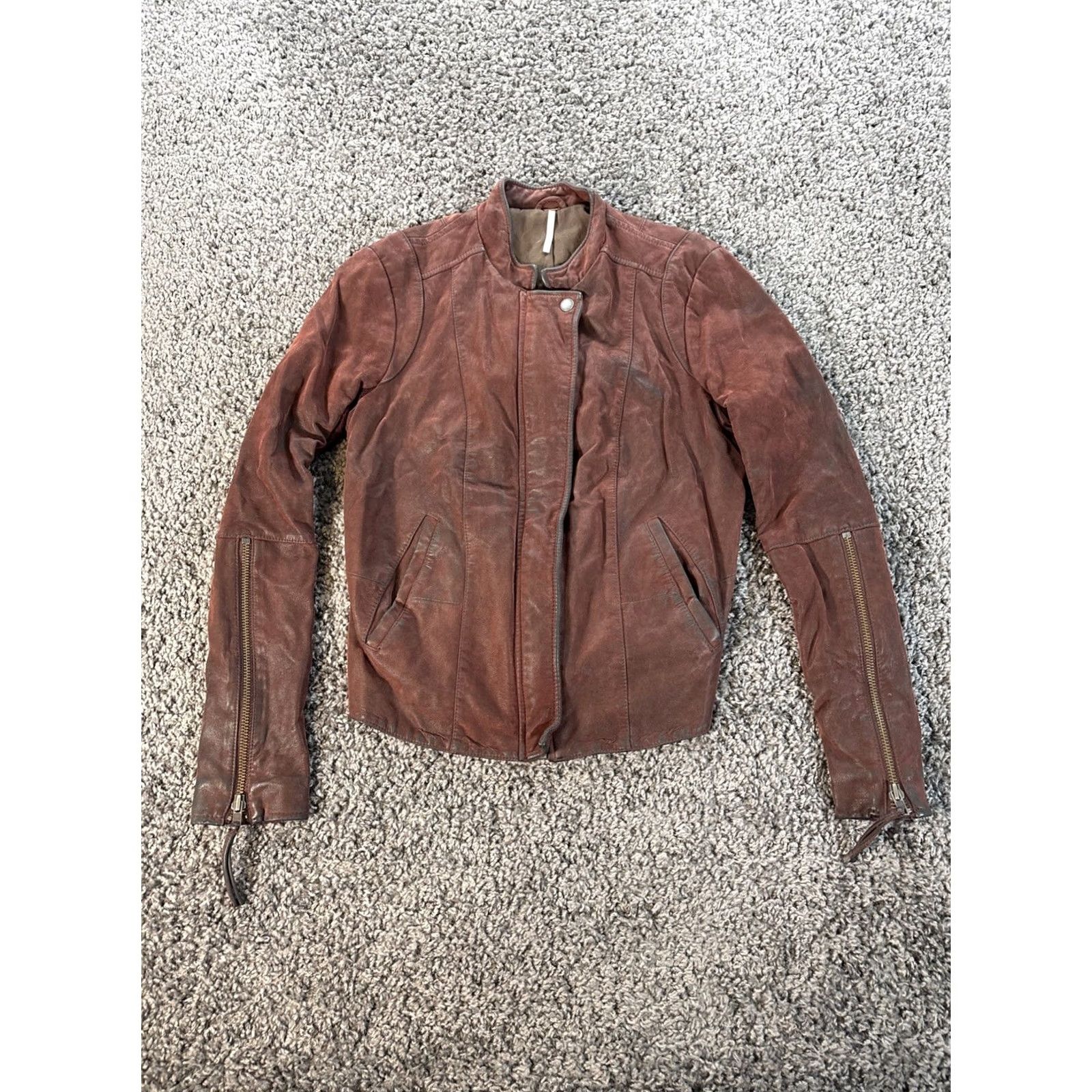 Free People Free People Jacket Moto Red 10 Women Knit Faux Suede Lining Faux Suede Side Panels Size 10 Women’s Motorcycle Red Free People Jacket Size L / US 10 / IT 46 - 2 Thumbnail