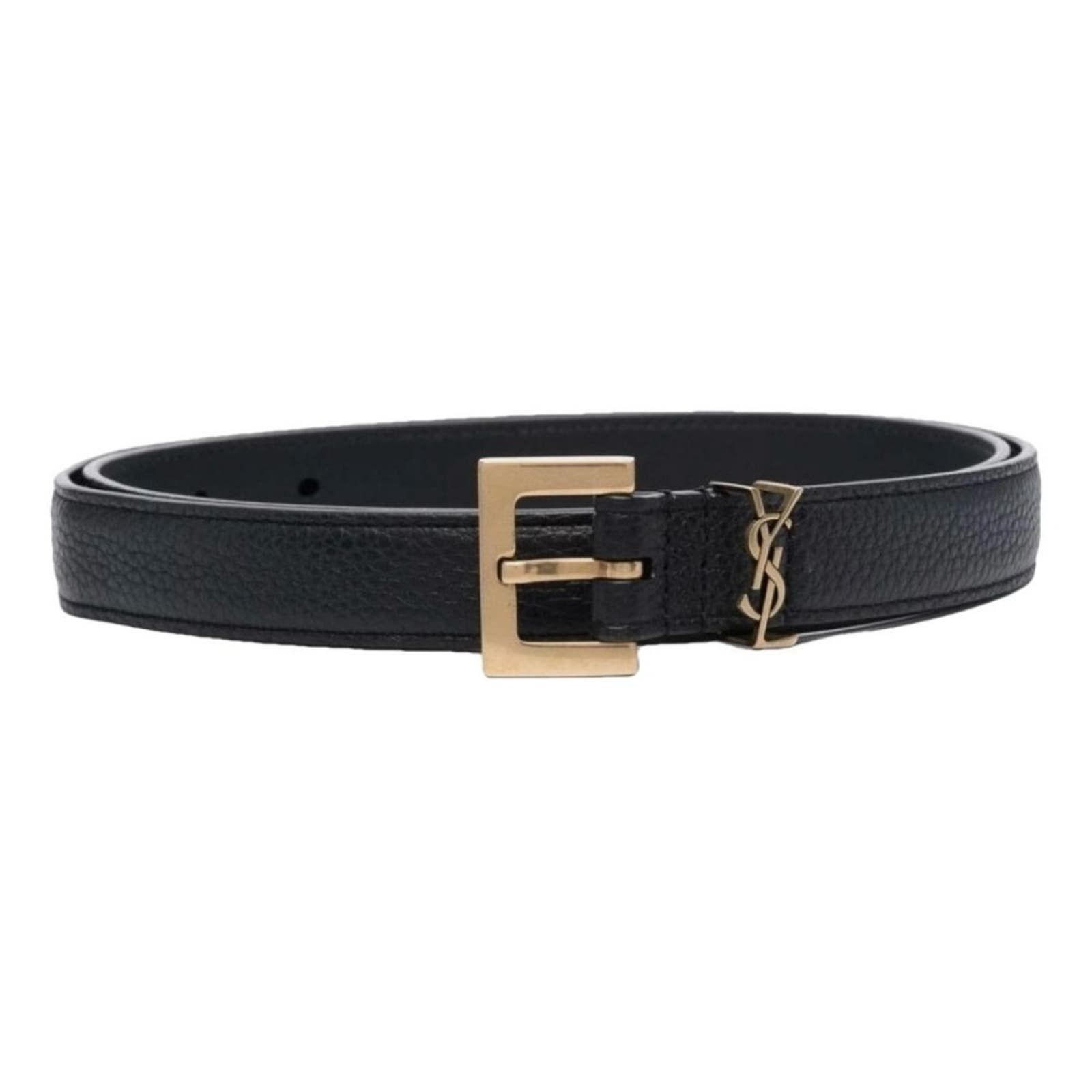 SAINT LAURENT YSL logo leather belt size 95 display picture 2