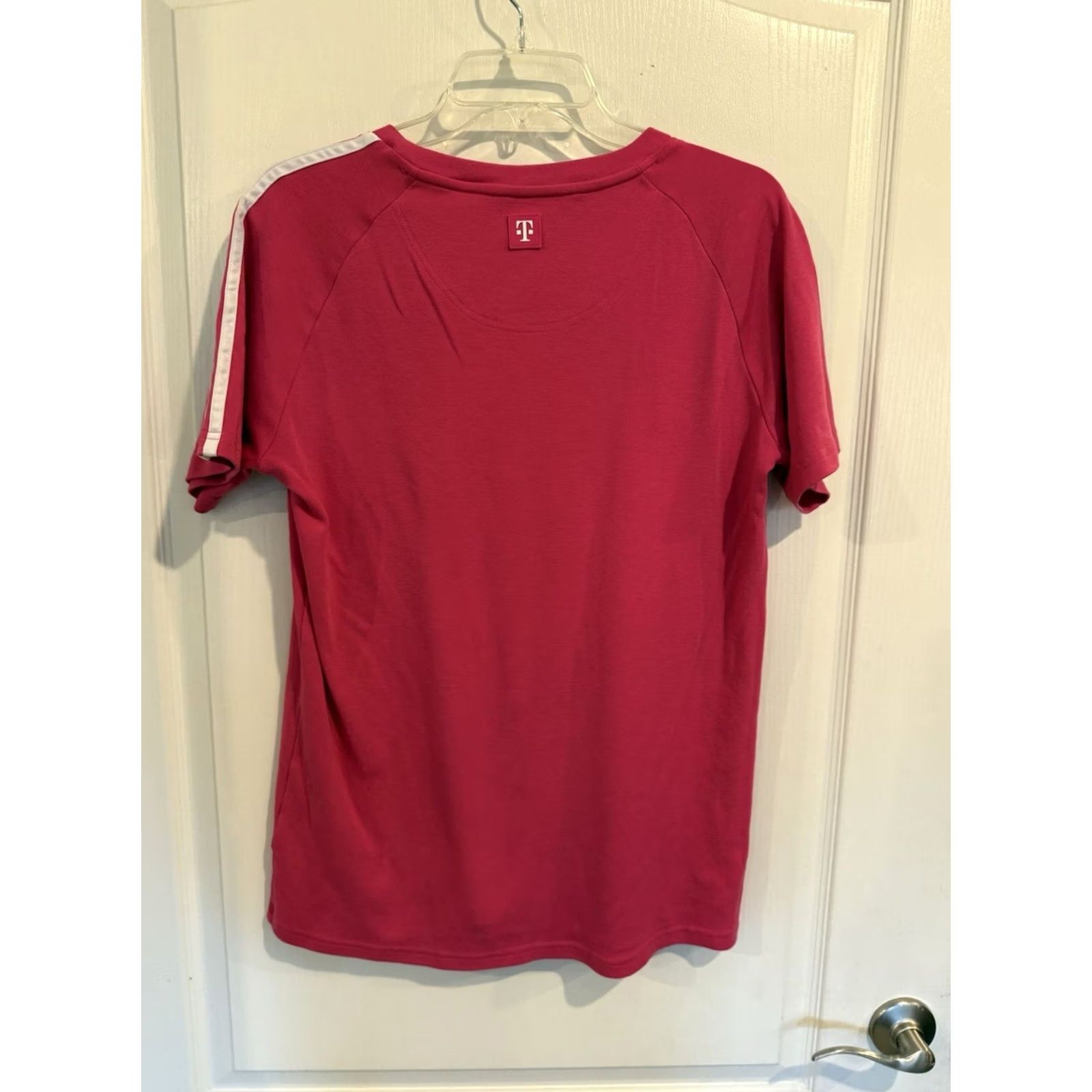 Pinko T-Mobile T-Shirt Women’s XXL Pink Striped Workwear Shirt Regular Sleeve Short T-Shirt Tee XL Size XL / US 12-14 / IT 48-50 - 3 Thumbnail