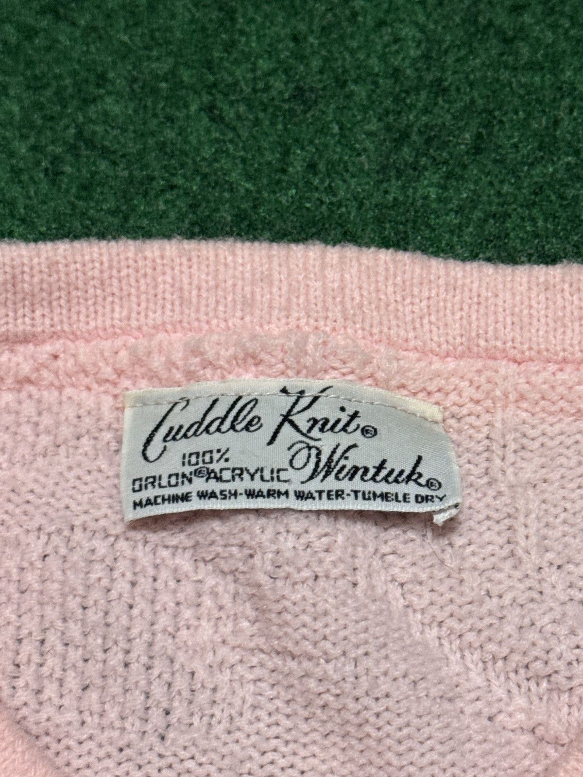 Vintage Vtg 80s Cuddle knit Pink 17x24 XS Cardigan Grandma Sweater Size XS / US 0-2 / IT 36-38 - 2 Thumbnail