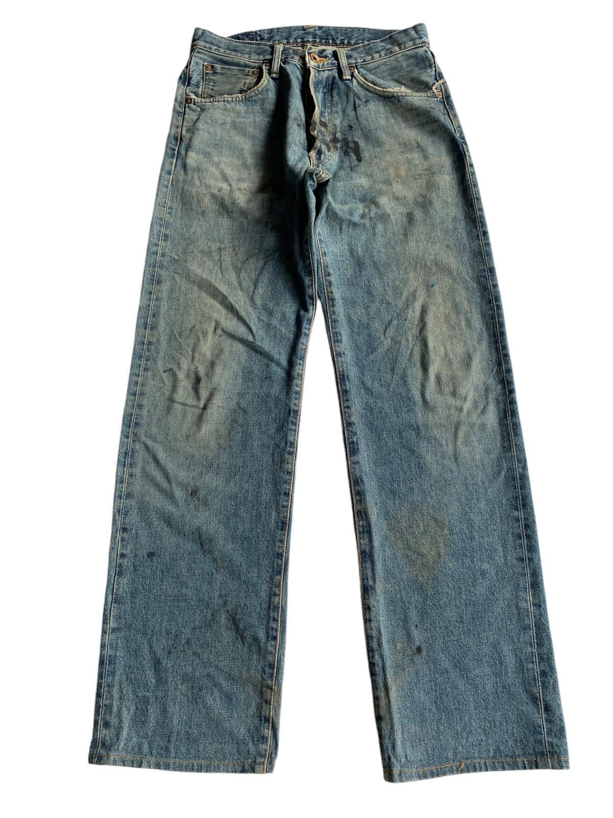 EDWIN SELVEDGE 505X BUTTON FLY DISTRESSED DENIM