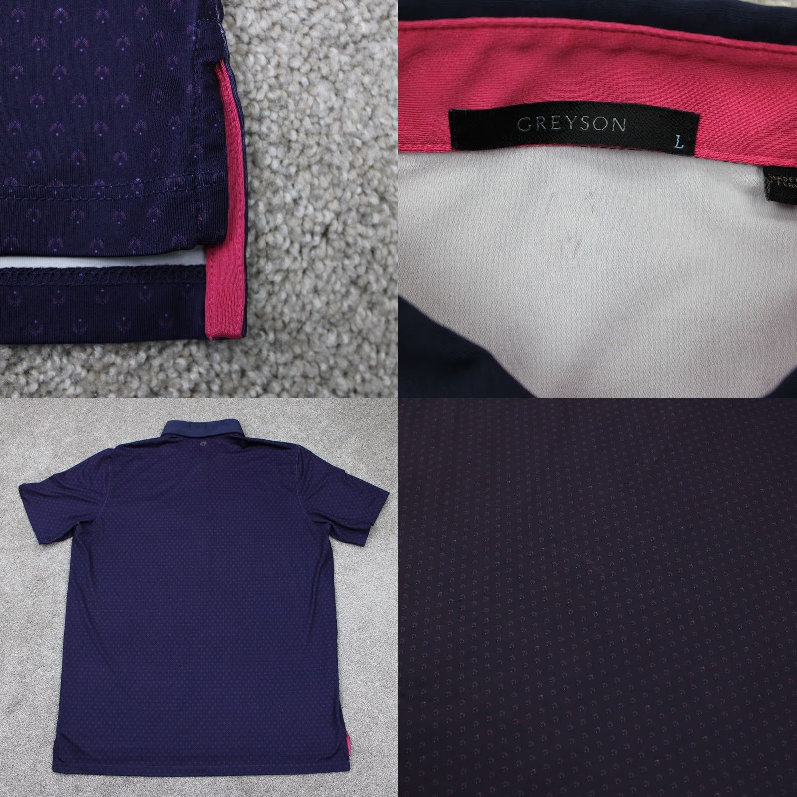 Vintage Greyson Polo Shirt Mens Large Purple Geometric Short Sleeve Pullover Size US L / EU 52-54 / 3 - 8 Thumbnail