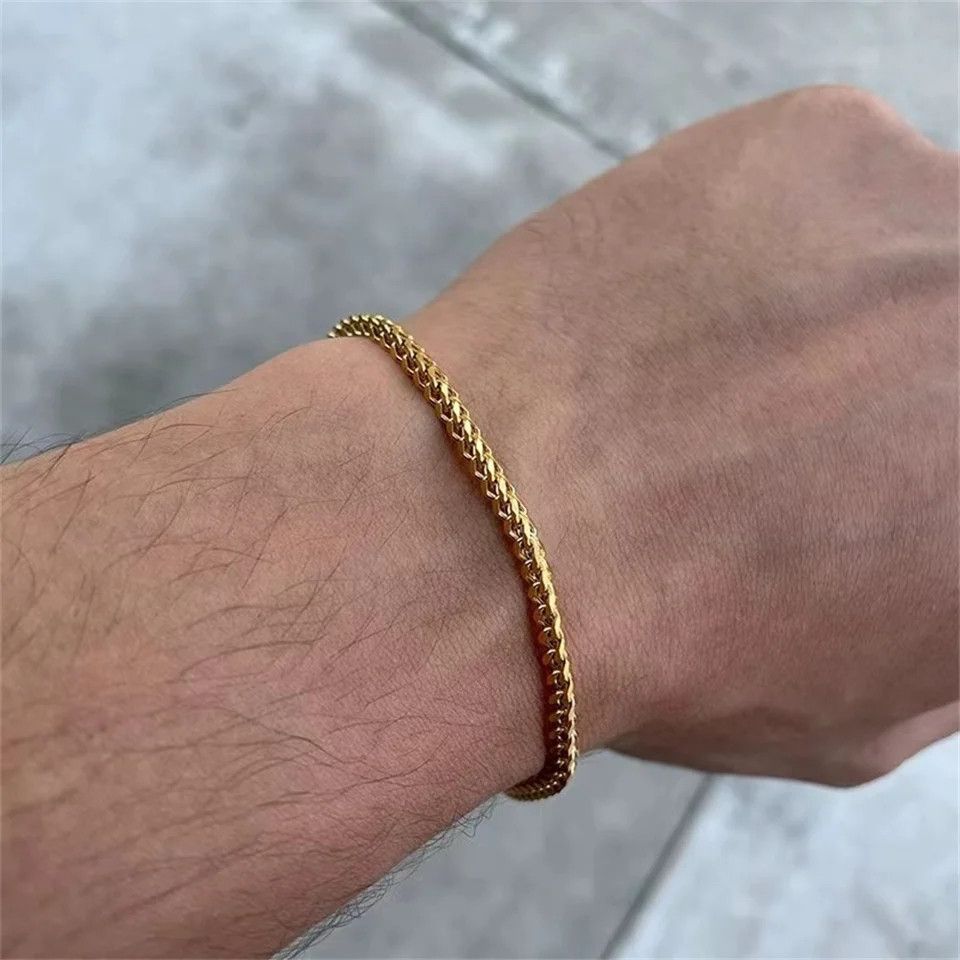 Jewelry Stainless Steel Geometric Square Cuban Bracelet 3mm Size ONE SIZE - 3 Thumbnail