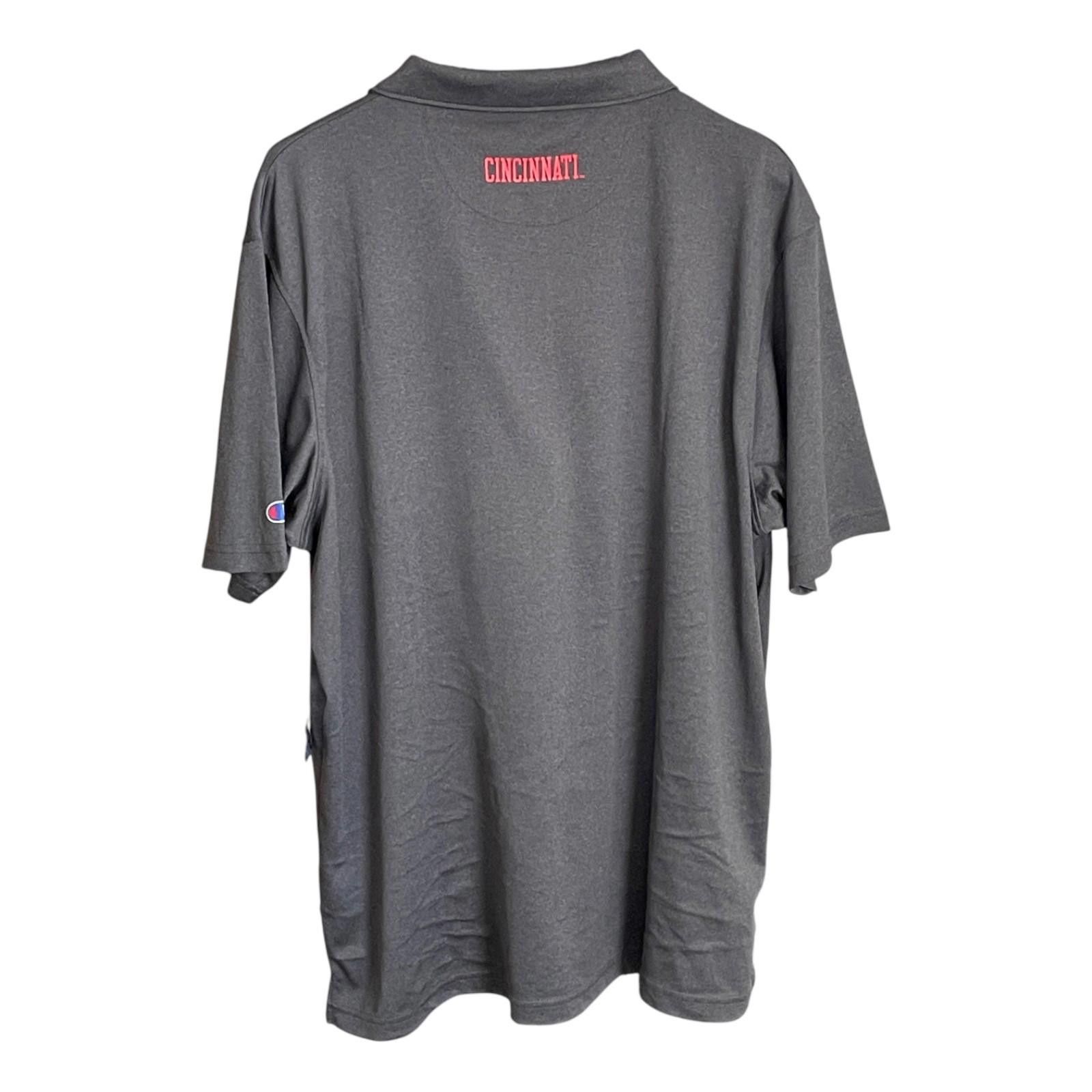 Champion University Of Cincinnati UC Bearcats Mens Gray Polo Shirt XL Size ONE SIZE - 2 Thumbnail