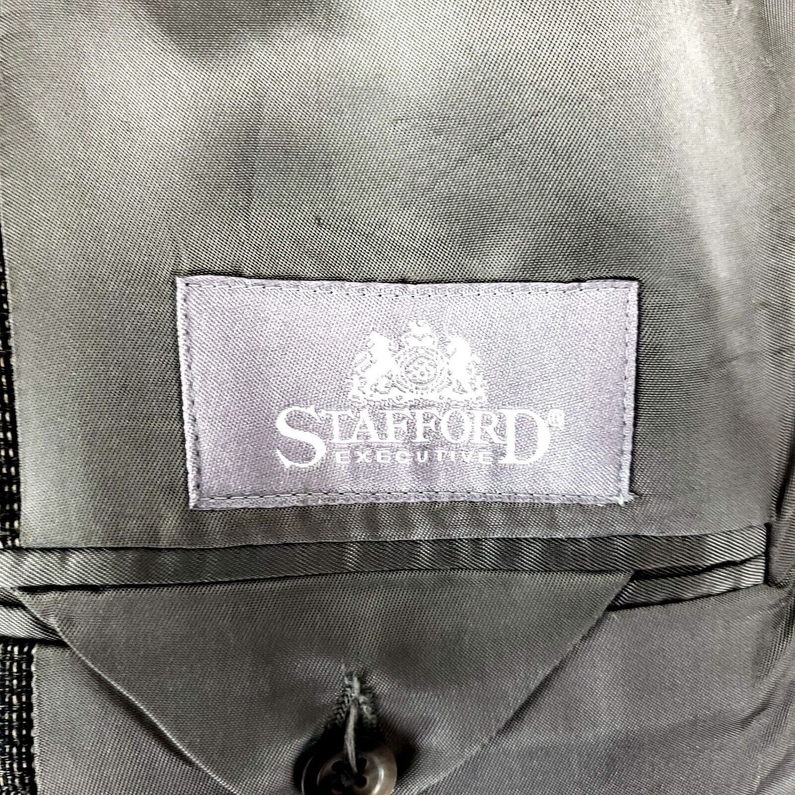 Stafford Stafford Executive Wool Silk 3 Button Sport Coat 42R Black W Size 42R - 7 Thumbnail