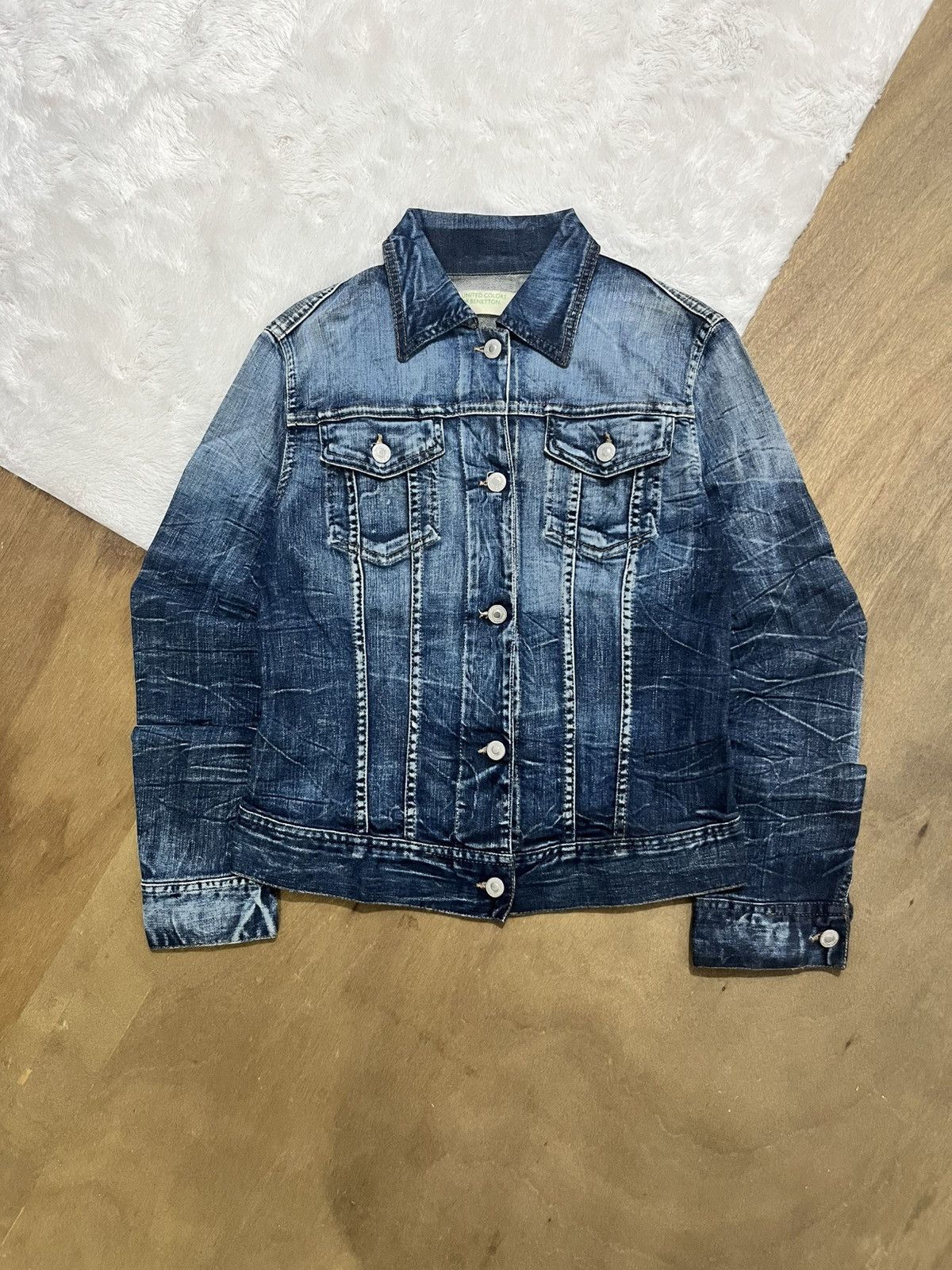 Other Benetton Denim Jacket Vintage Wash Made in Italy Size XS / US 0-2 / IT 36-38 - 1 Thumbnail