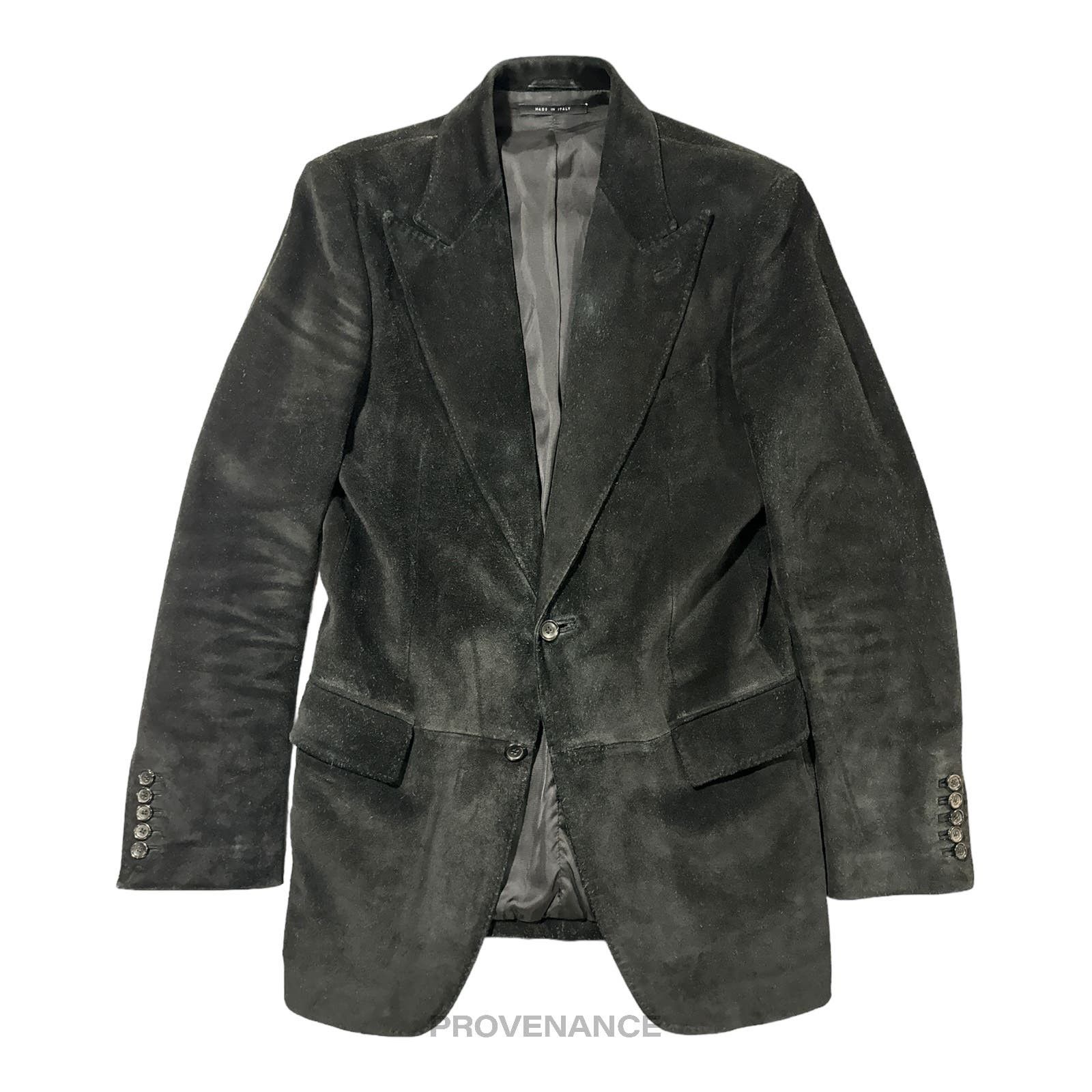 image of Gucci Heavy Suede Peak Lapel Coat Tom Ford - Black 46 36, Men's (Size Small)