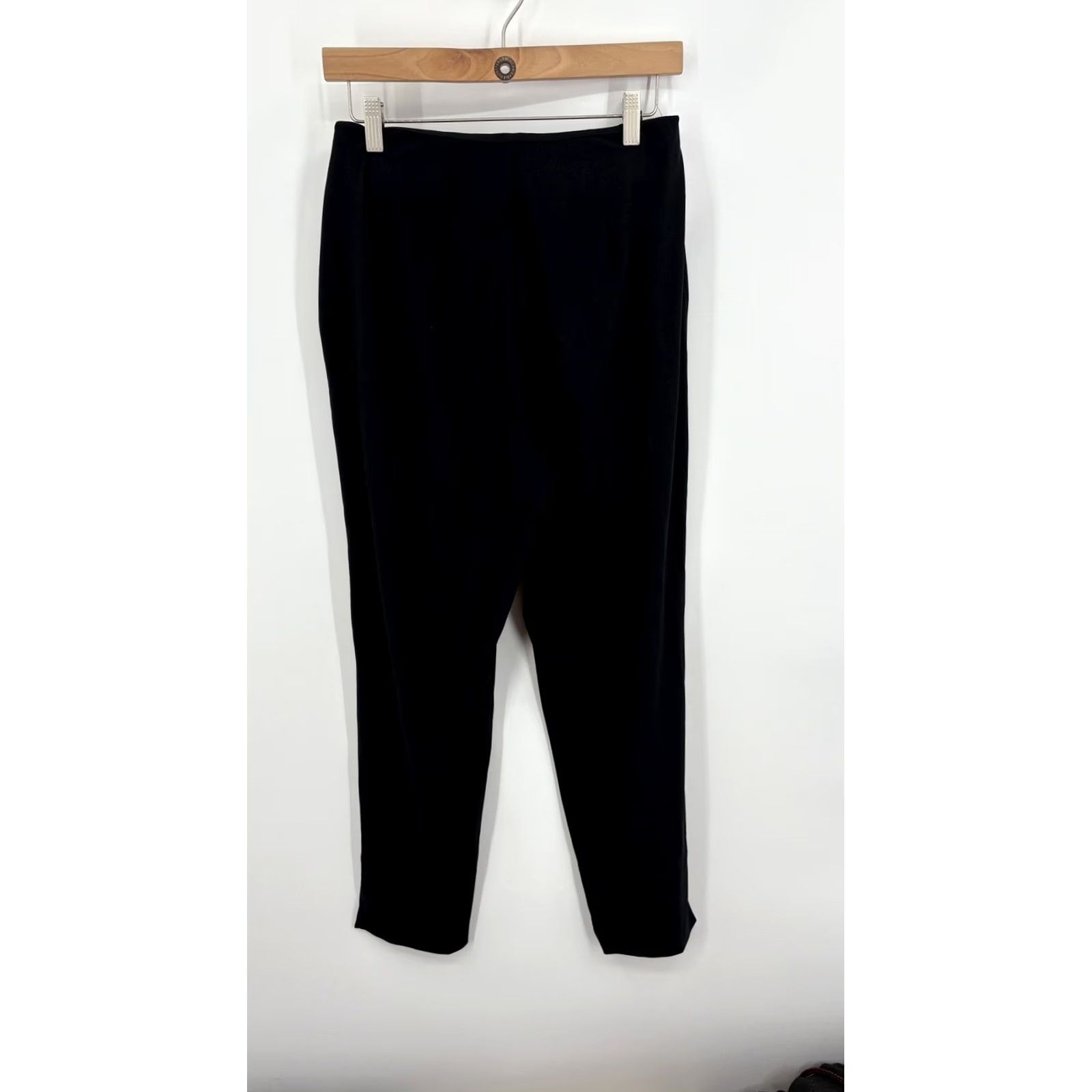 Vintage Aday Dress Pants Women M Straight High Rise Comfort Tech Office Pants Black Nylon Spandex Crepe Stretch Size 32" / US 10 / IT 46 - 8 Thumbnail