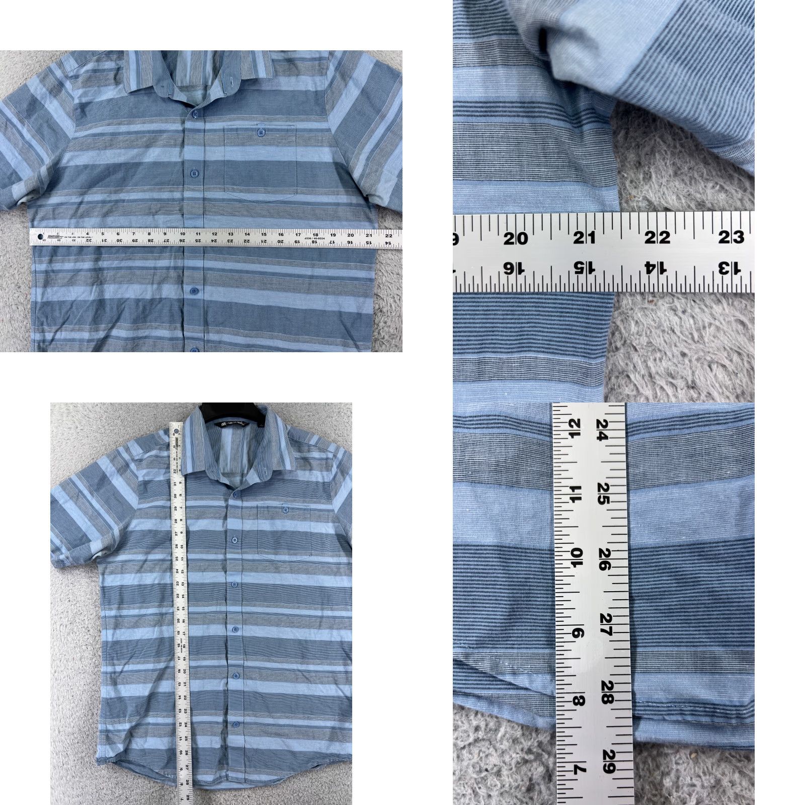 TravisMathew Travis Mathew Shirt Adult Large Blue Stripe Button Up Pocket Golf Outdoorsmen Size US L / EU 52-54 / 3 - 8 Thumbnail