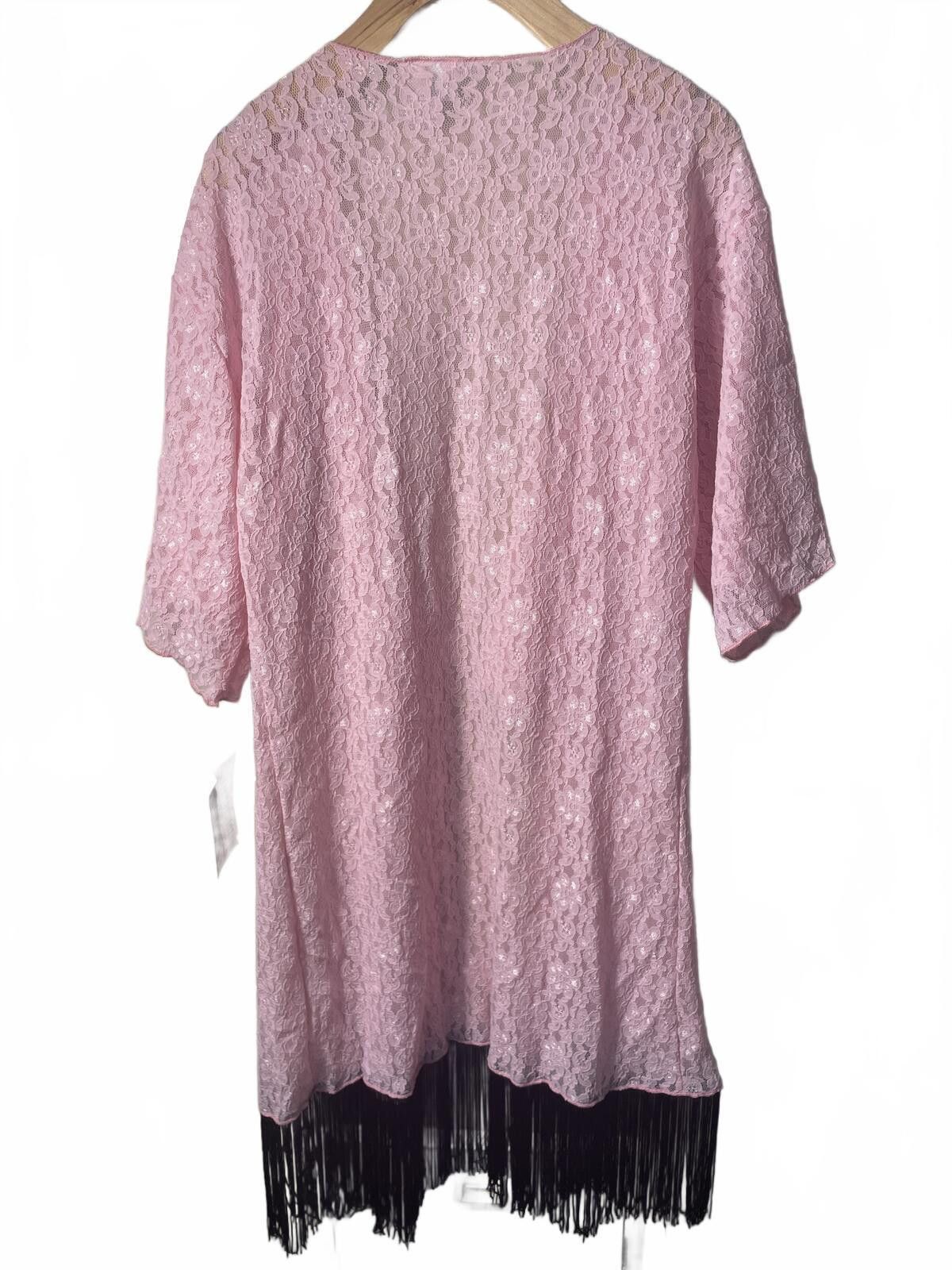 Other LuLaRoe Lace Kimono with Black Fringe Womens Small Pink NWT Size S / US 4 / IT 40 - 5 Thumbnail