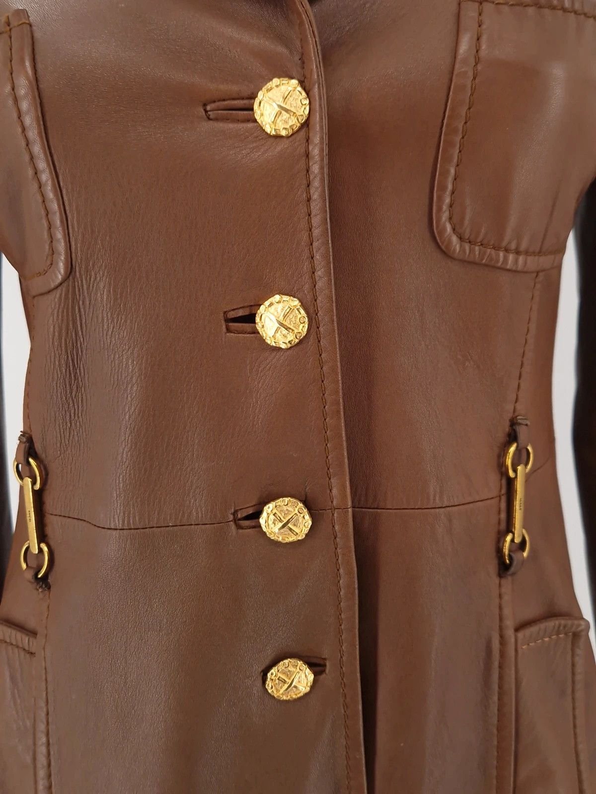 Gucci Gucci by Tom Ford Archival Brown Leather Coat Size S / US 4 / IT 40 - 6 Thumbnail