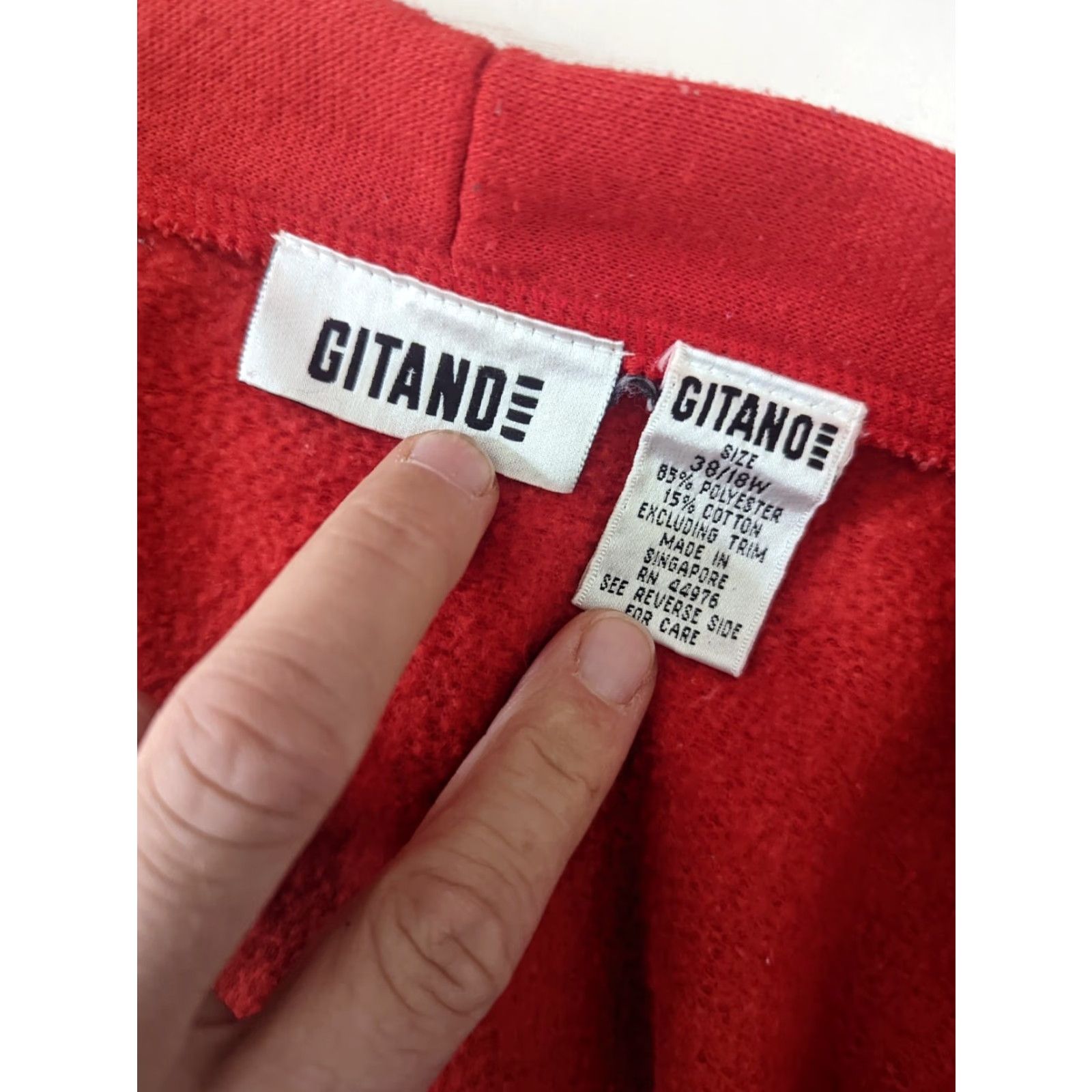 Vintage VINTAGE 90s Gitano Red Sweatshirt Cardigan Cable-Knit Sweater XL 1X Women’s Red Wool Blend Size XL / US 12-14 / IT 48-50 - 4 Thumbnail