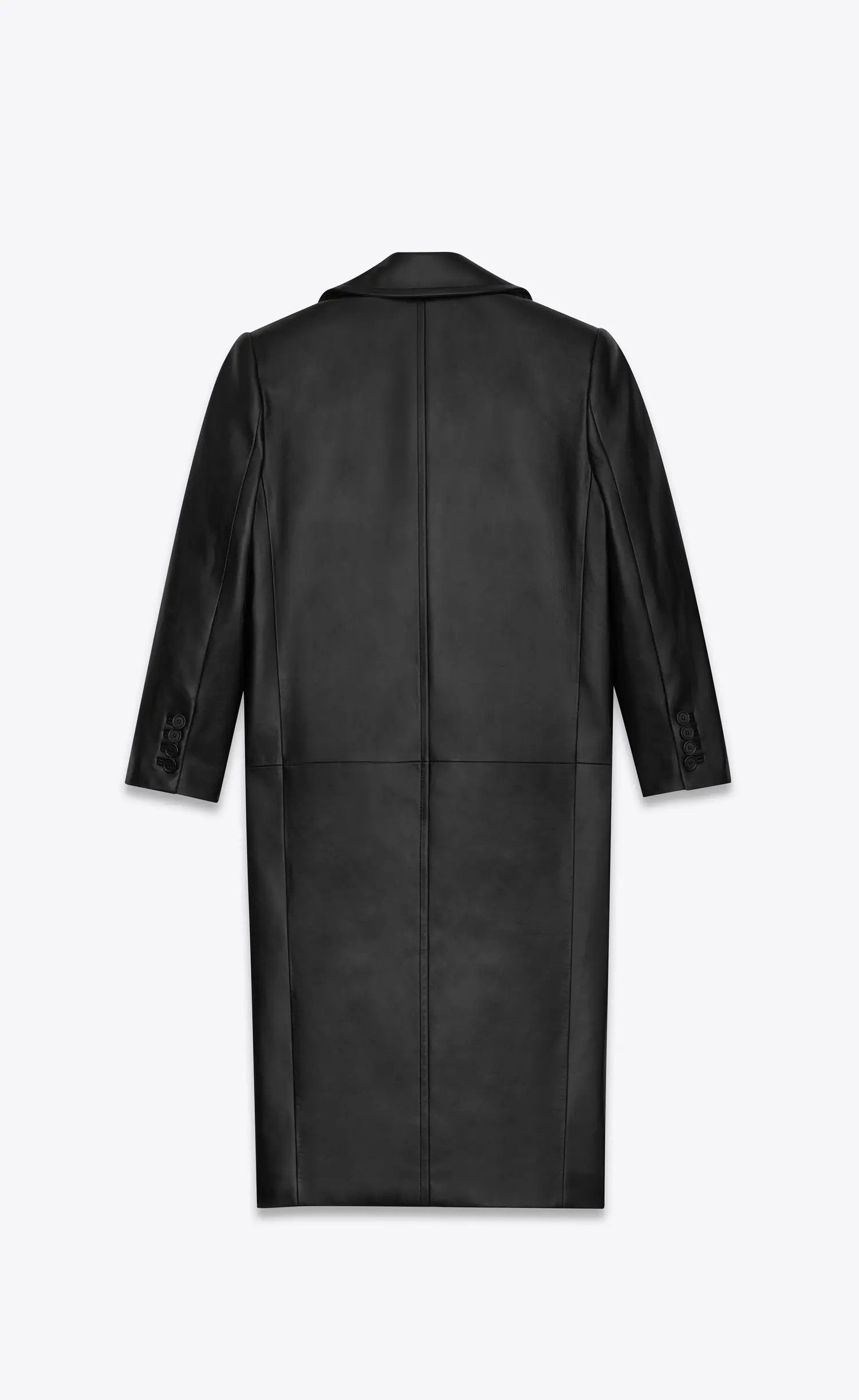 Saint Laurent Paris o1s1wg110225 715339 Long Double-Breasted Coat Lambskin Black Size S / US 4 / IT 40 - 3 Thumbnail