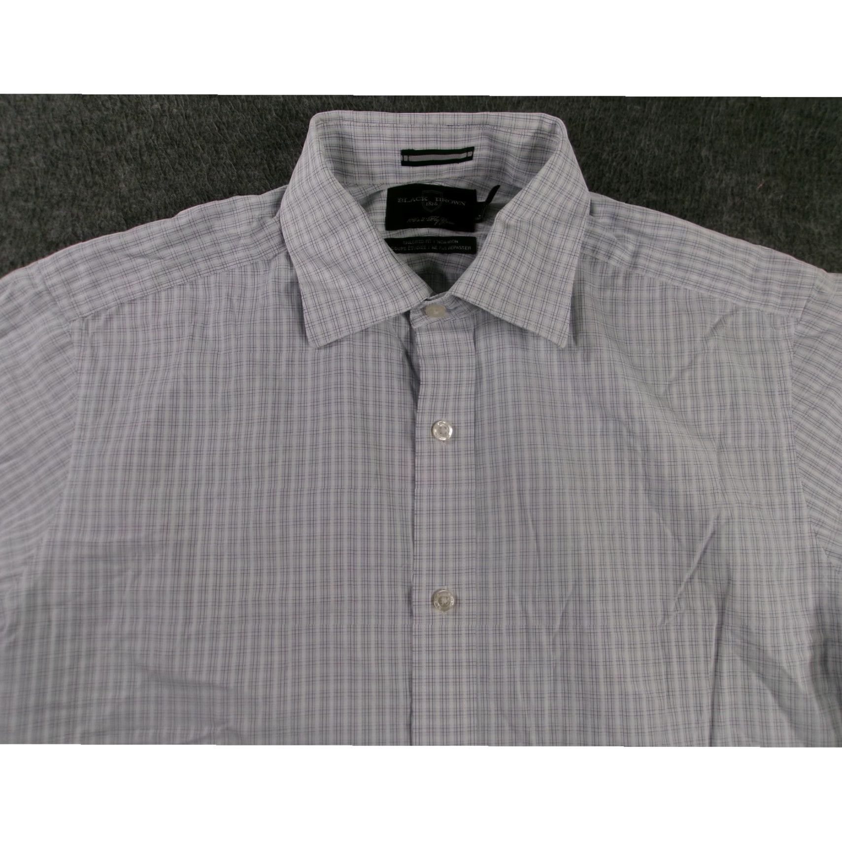 Vintage Black Brown 1826 Dress Shirt Men Long Sleeve Light Blue Plaid Non-Iron Business Professional 16 Size US L / EU 52-54 / 3 - 2 Thumbnail