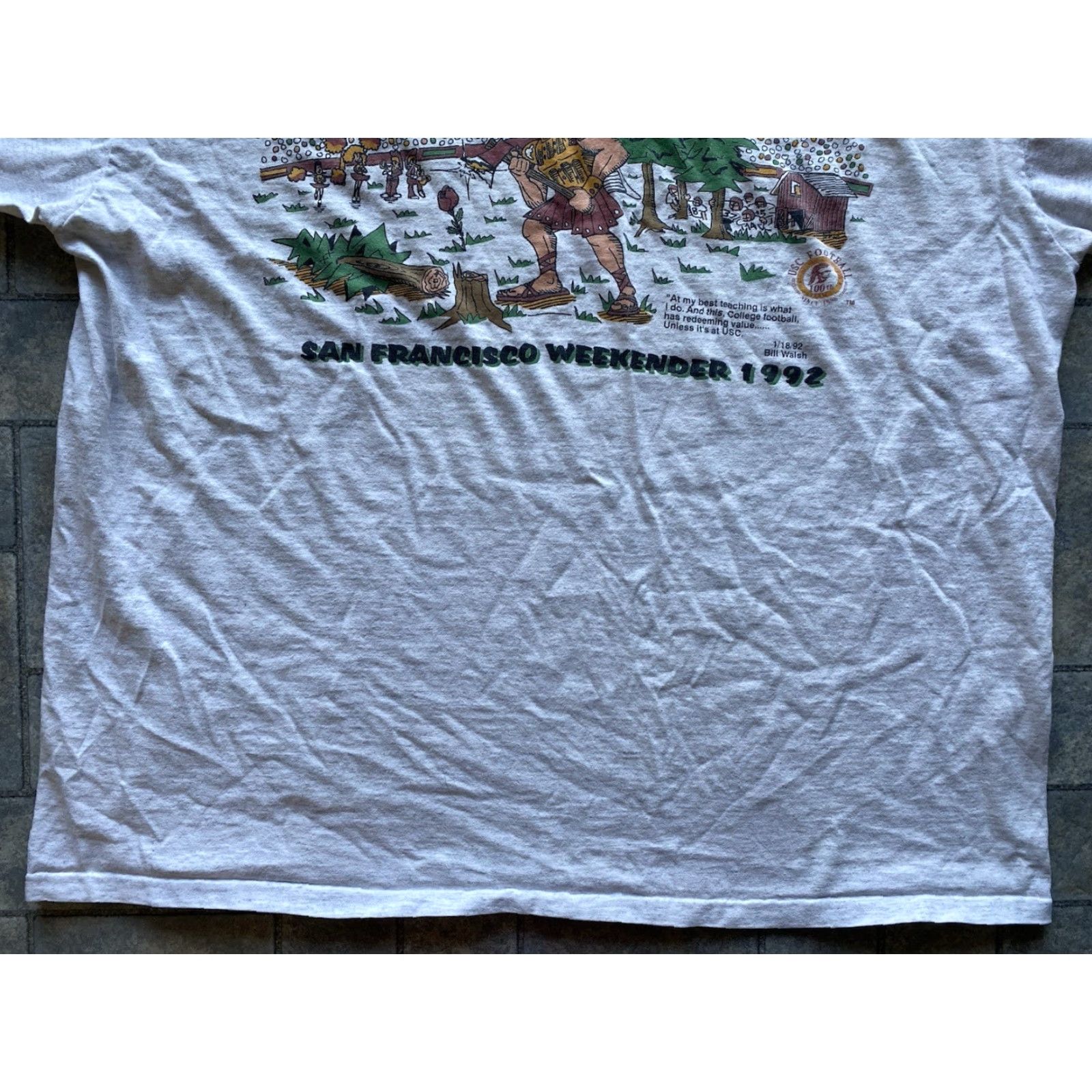 Vintage VINTAGE Oneita T-Shirt USC Trojans Stanford Cardinal 1992 Gray XL Short Sleeve Men Men XL 90s College California Sports Size US XL / EU 56 / 4 - 7 Thumbnail