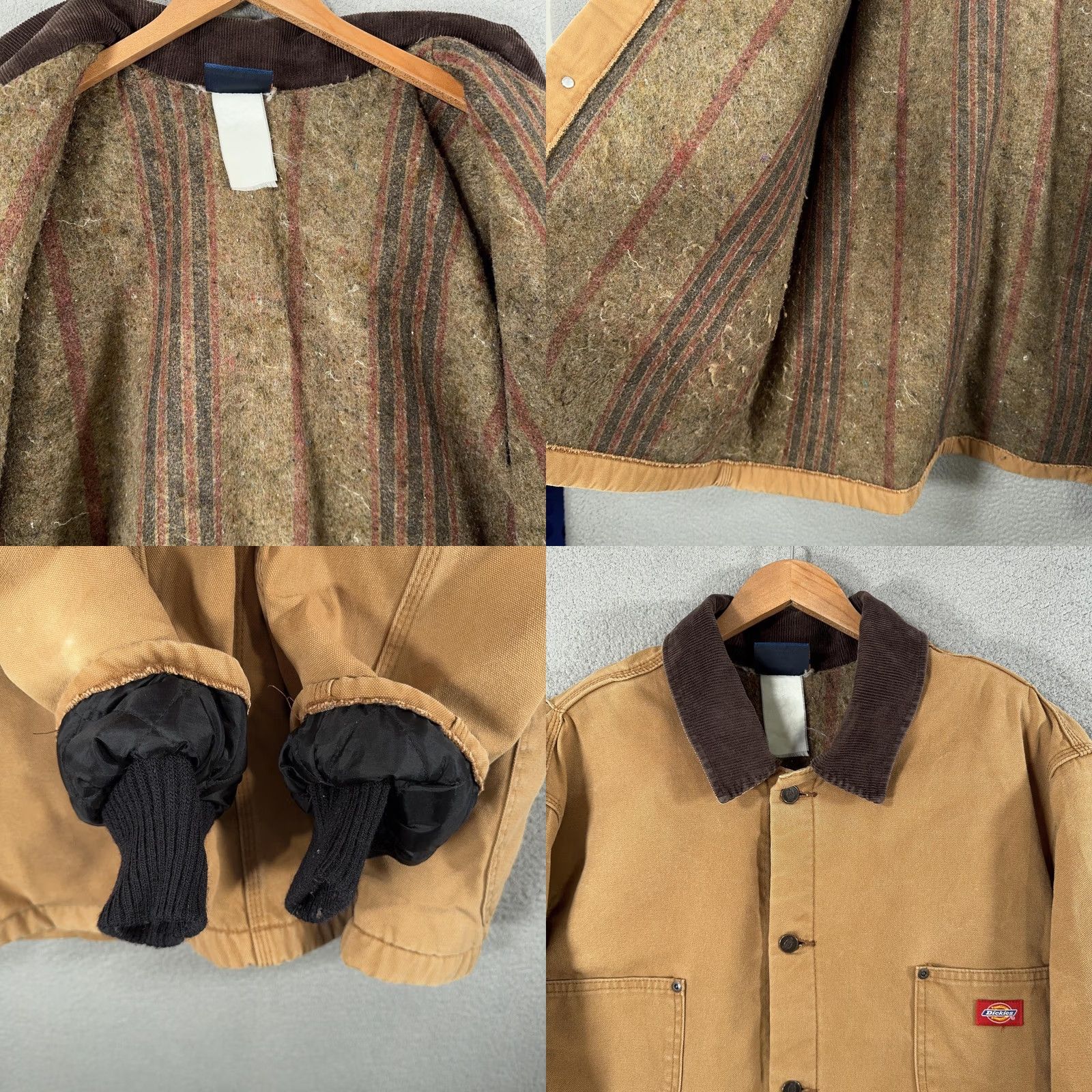 Dickies VINTAGE Dickies Jacket Corduroy Collar 2XL Brown Canvas Work Quilted Lined Insulated Wool 90s Mens Size US XXL / EU 58 / 5 - 8 Thumbnail