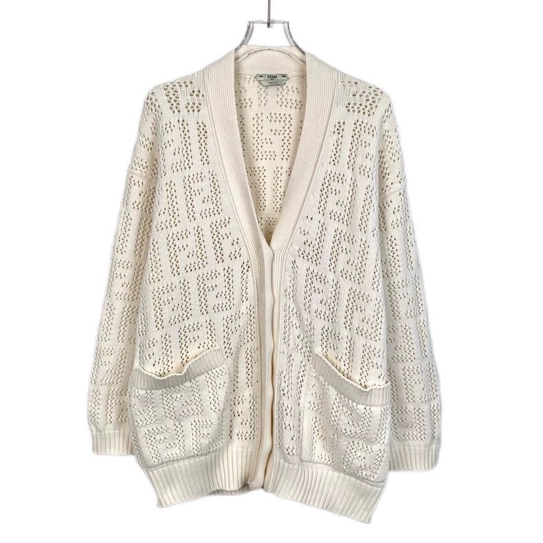 Fendi Fendi Logo Cutout V-Neck Knit Cardigan Size US S / EU 44-46 / 1 - 1 Thumbnail