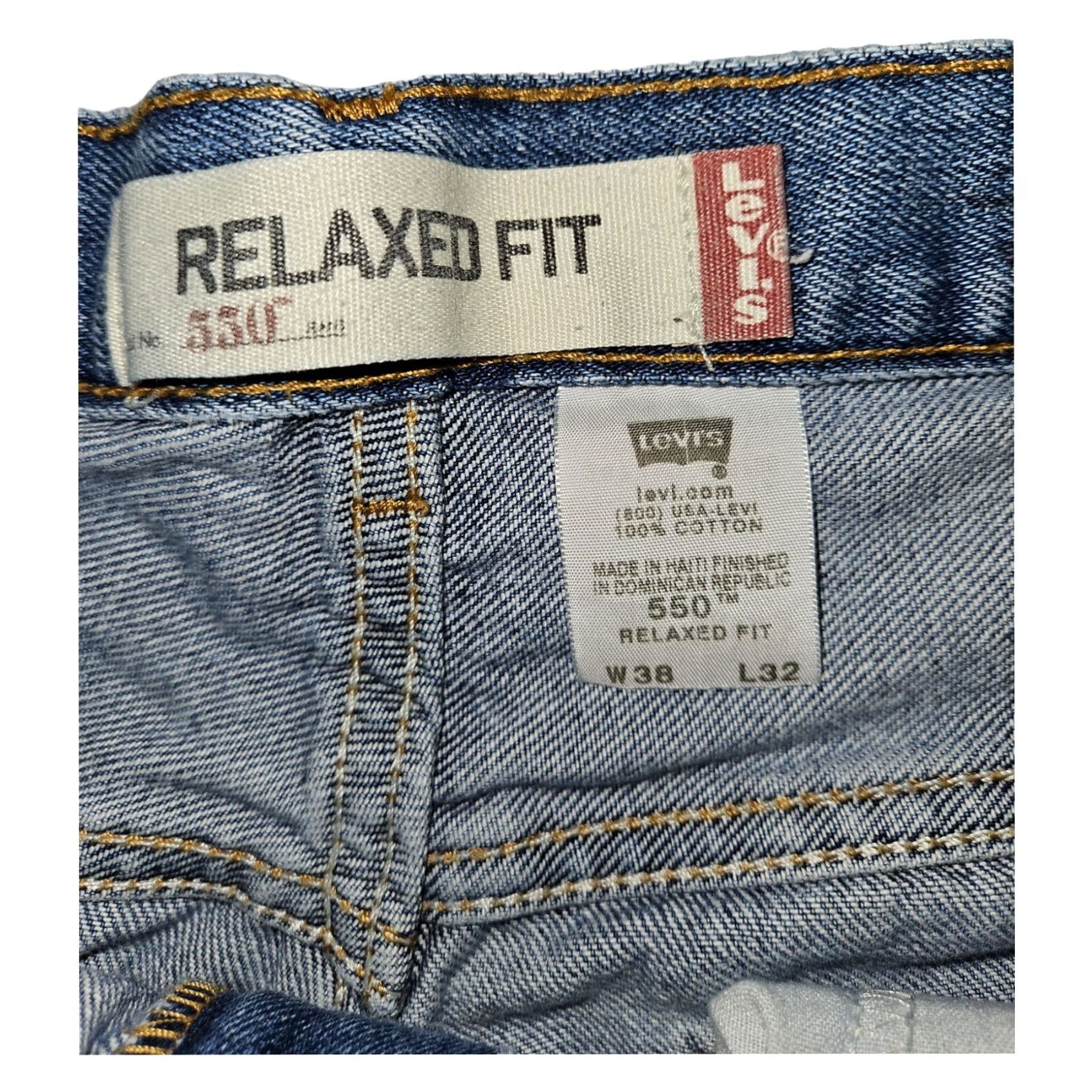 Levi's Levi's 550 Jeans Men 38x28 Regular Mid Rise Straight Blue Denim Grunge 90s Style, Belt Loop Off, Good Used Condition Size US 38 / EU 54 - 2 Thumbnail