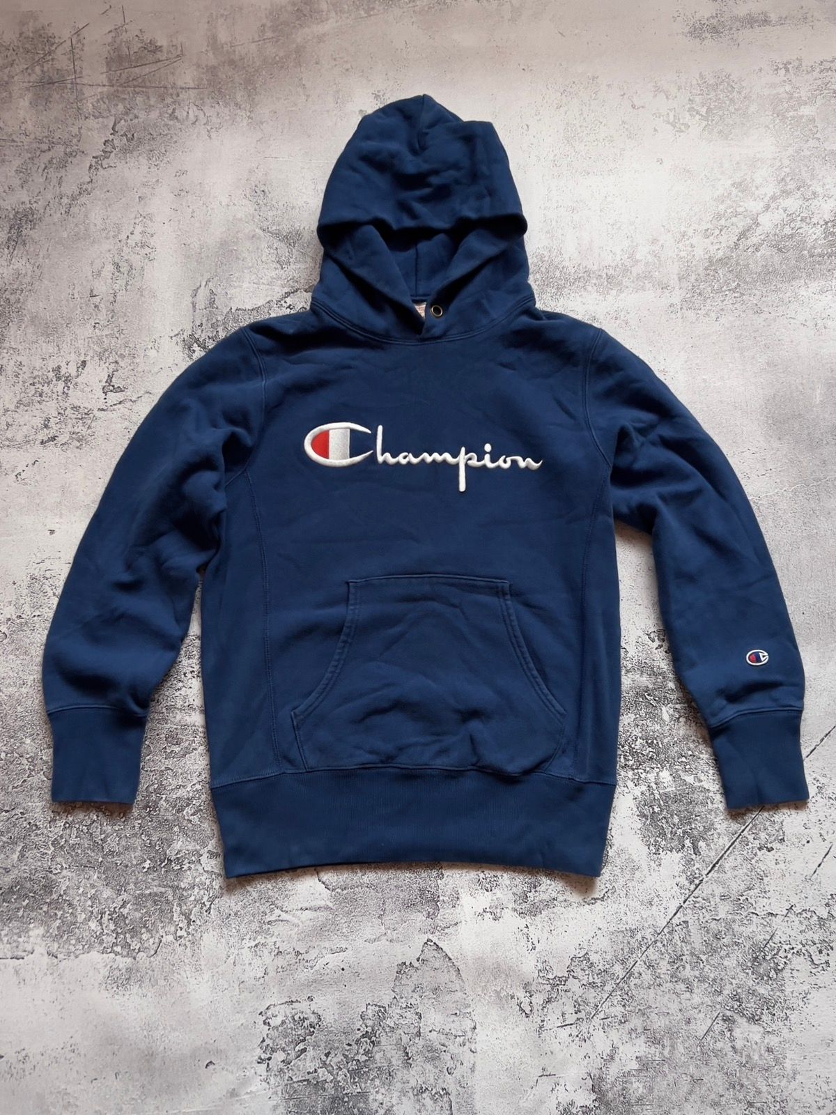 Pre-owned Champion X Vintage Champion Vintage 80's Faded Black Pullover Hoodie S-m In Black Blue