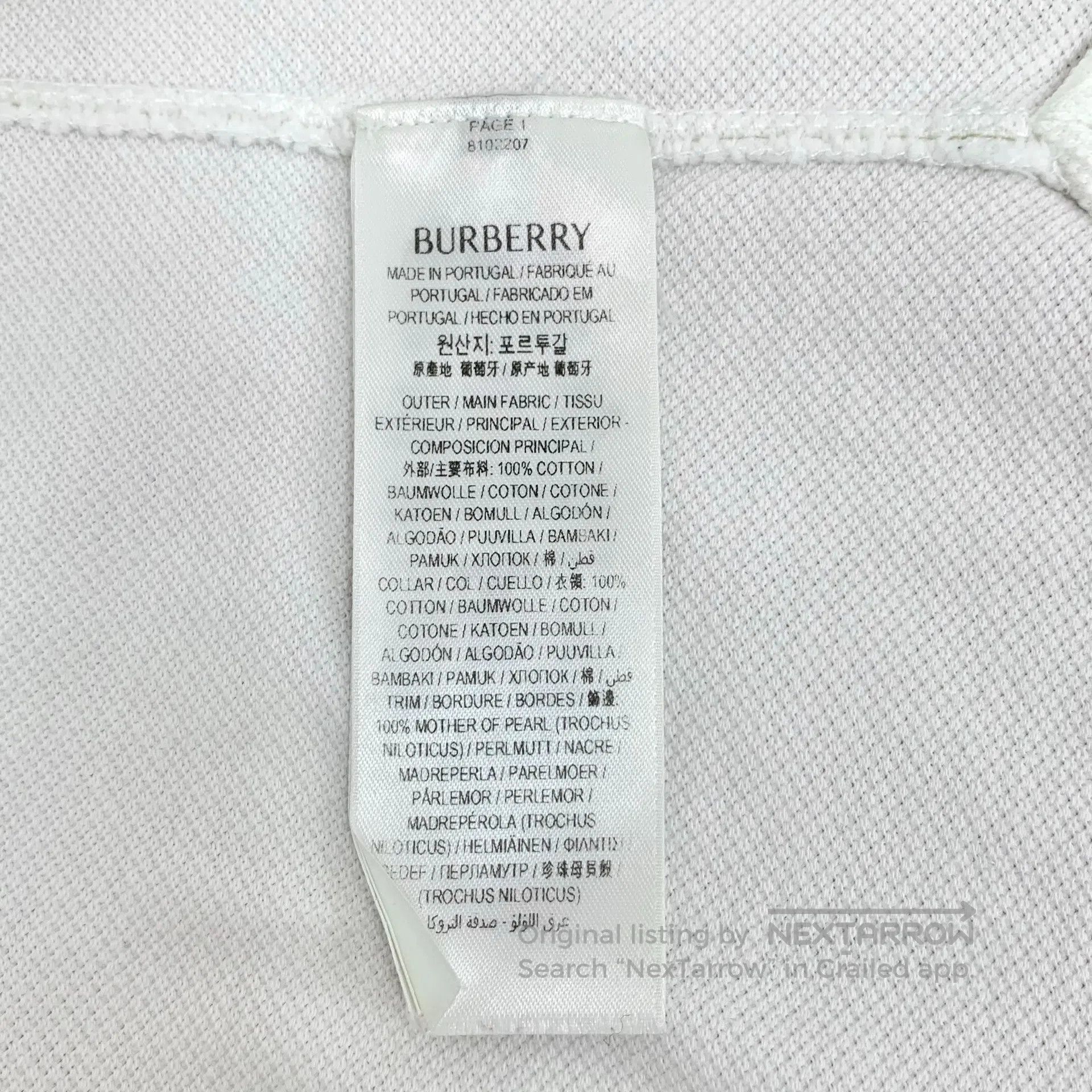 Burberry Burberry White Logo Embroidered Cotton Reversible Collar S Size US S / EU 44-46 / 1 - 6 Thumbnail